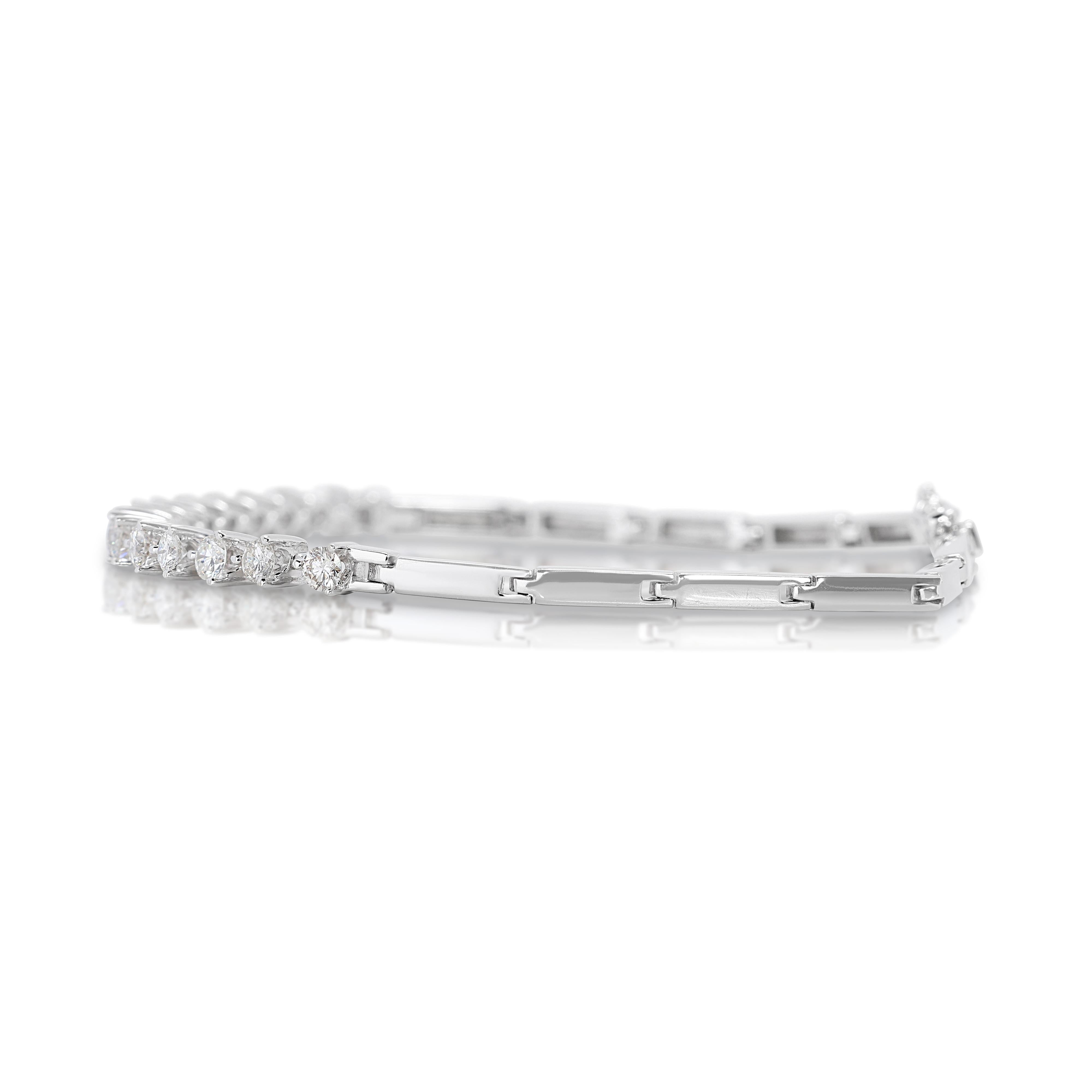 Round Cut Precious 0.82ct Diamonds Half Tennis Bracelet in 18K White Gold For Sale