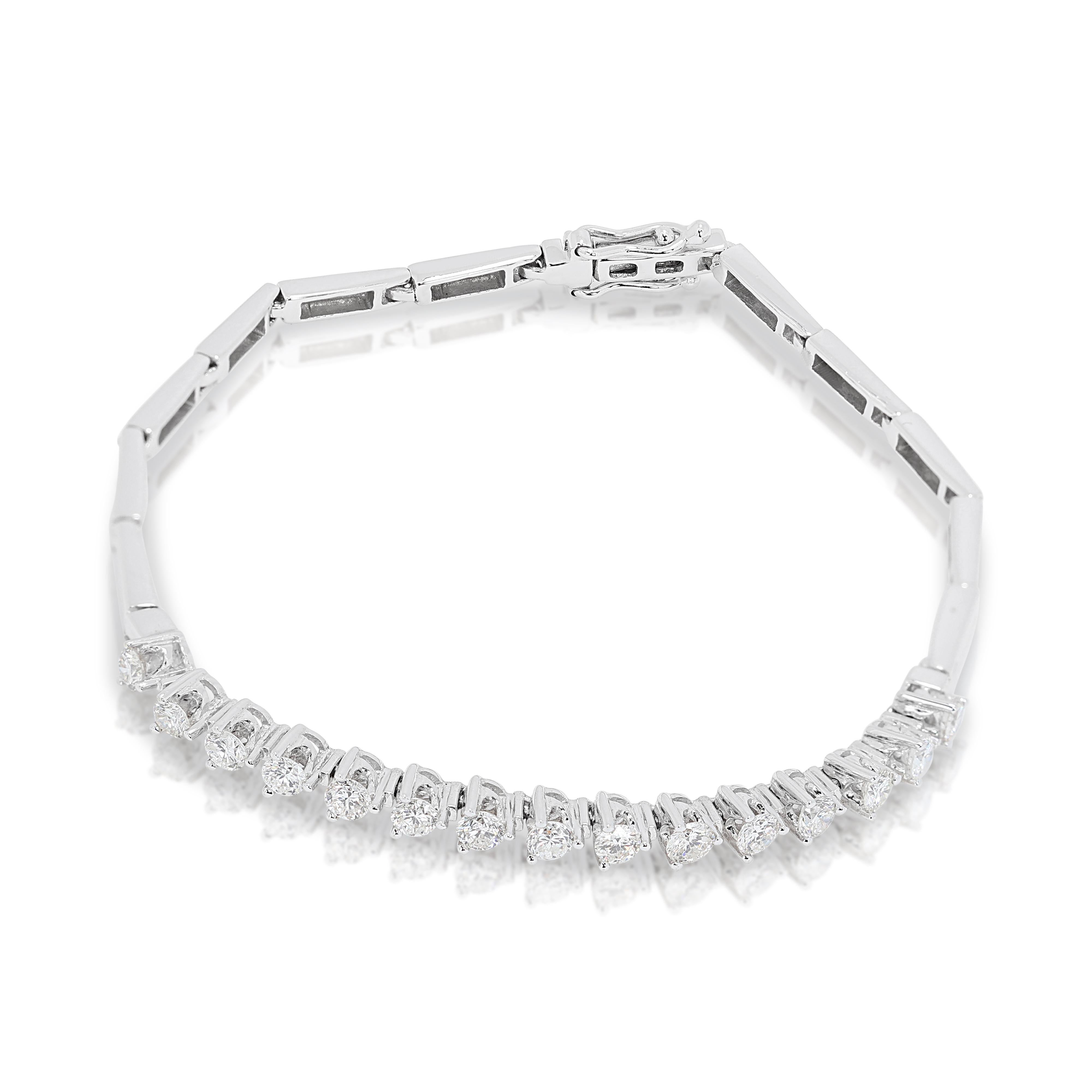 Precious 0.82ct Diamonds Half Tennis Bracelet in 18K White Gold For Sale 1