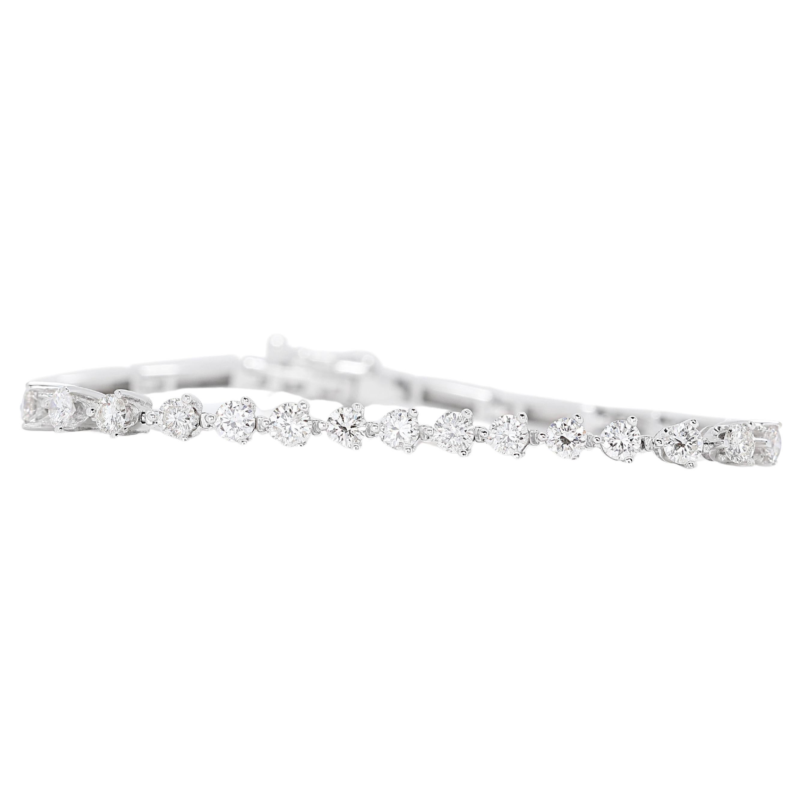 Precious 0.82ct Diamonds Half Tennis Bracelet in 18K White Gold For Sale