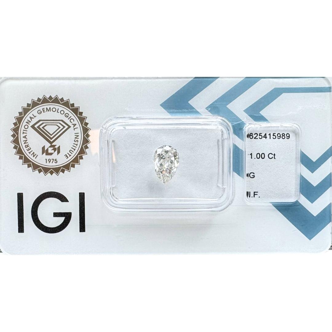 Precious 1.00ct Ideal Cut Natural Diamond - IGI Certified

Embrace the classic beauty of this 1.00-carat pear-shaped diamond. Certified by the IGI, this diamond reflects refined taste and unparalleled craftsmanship. Secured in a security blister, it