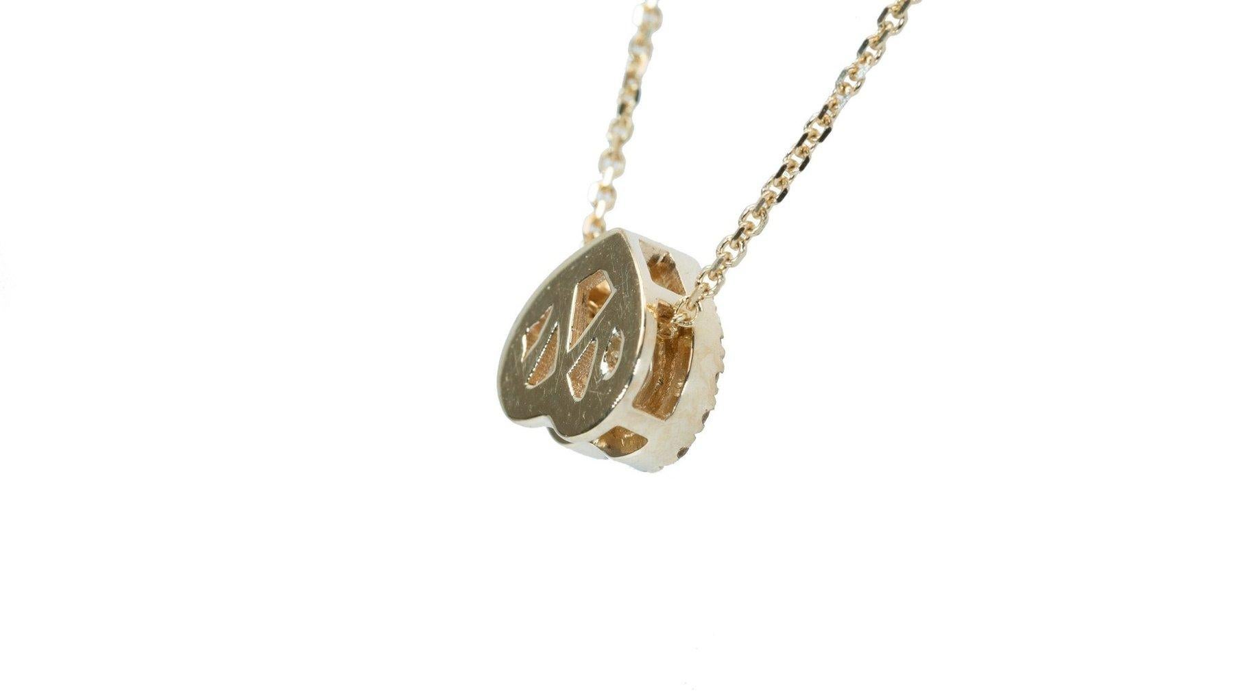 Precious 1.02ct Double Excellent Ideal Cut Diamond Necklace in 18k Yellow Gold For Sale 1