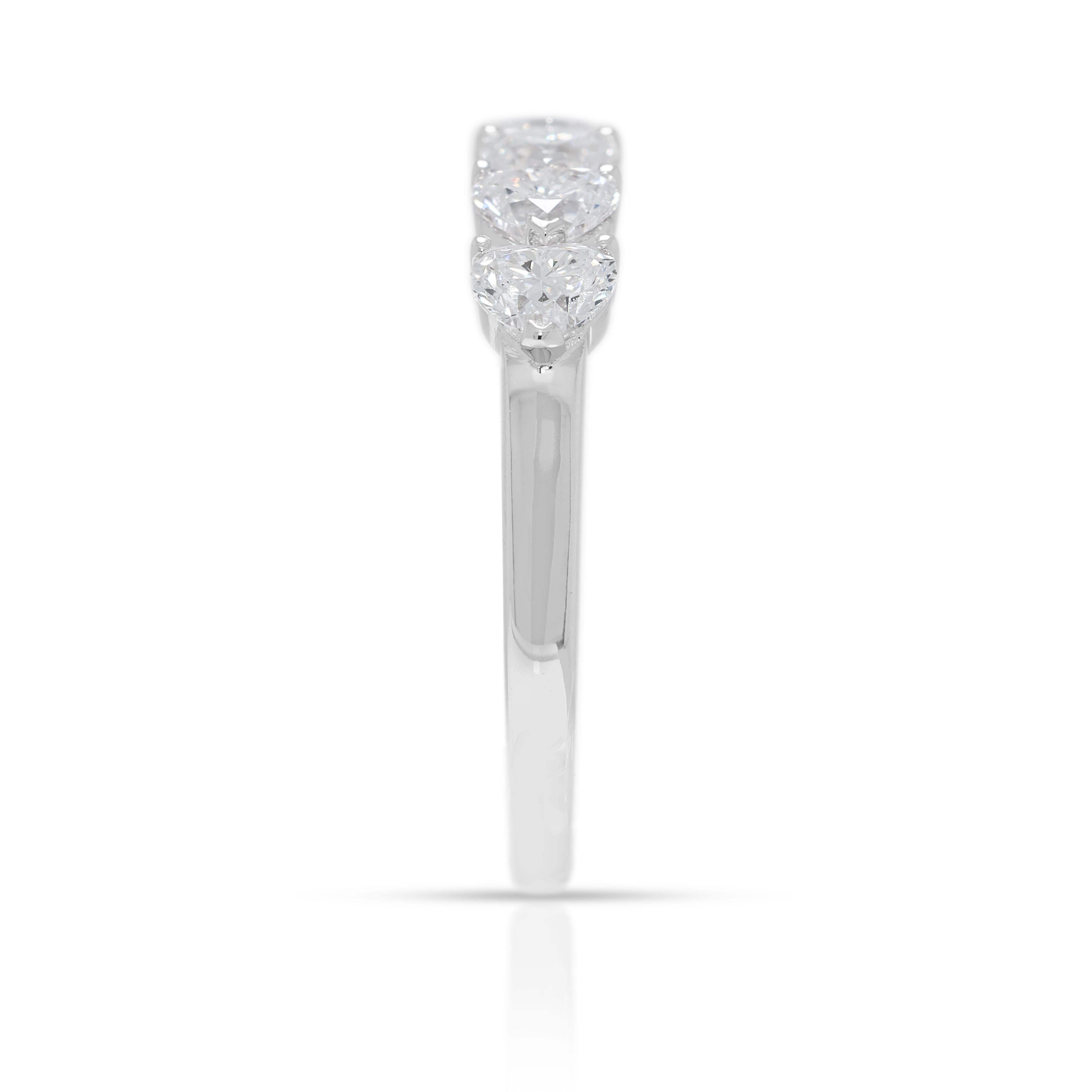 Donna Preziosa fascia di diamanti naturali a forma di cuore con 6 pietre da 1,08 carati in oro bianco 18 carati in vendita