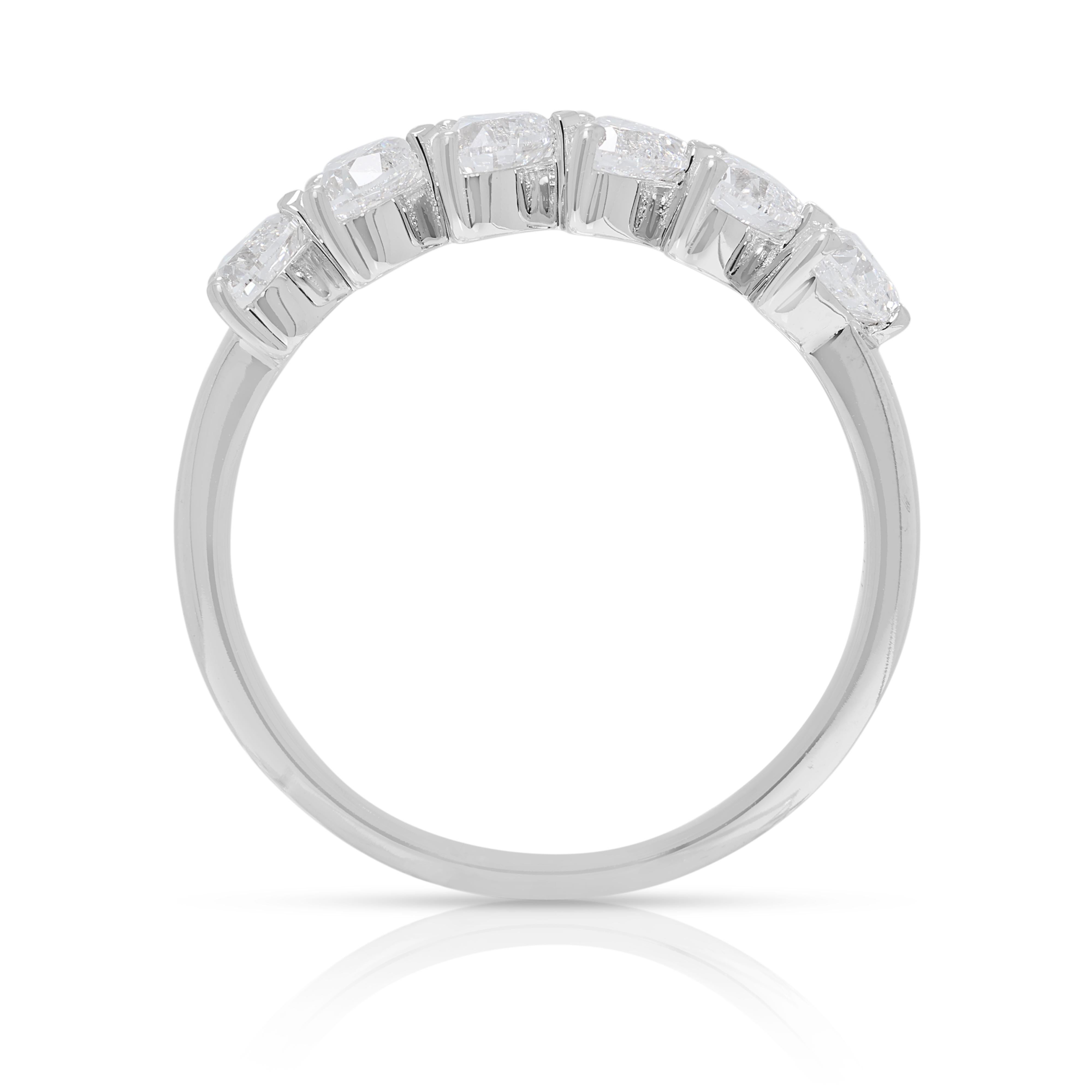 Preziosa fascia di diamanti naturali a forma di cuore con 6 pietre da 1,08 carati in oro bianco 18 carati in vendita 2