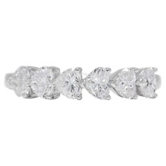 Preziosa fascia di diamanti naturali a forma di cuore con 6 pietre da 1,08 carati in oro bianco 18 carati