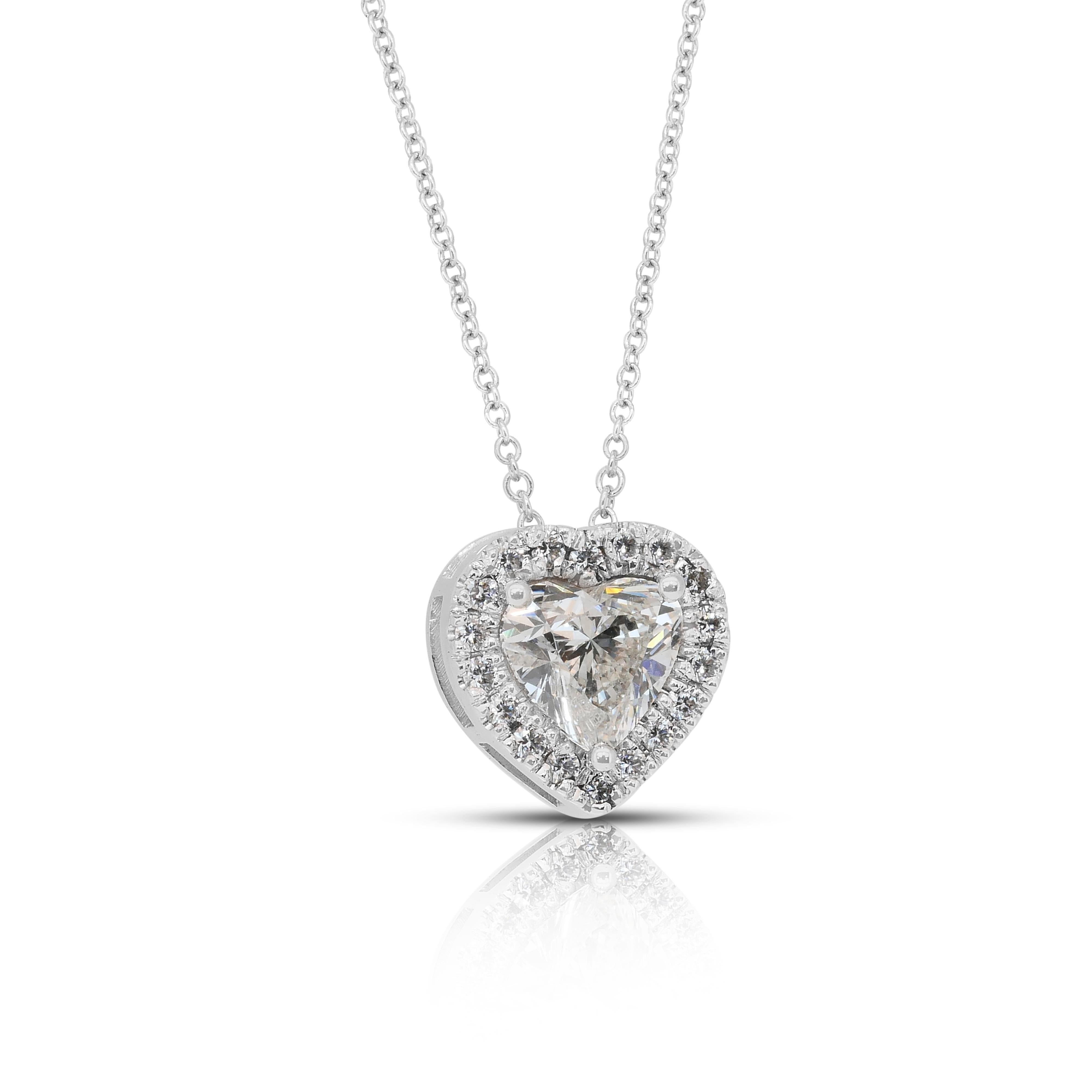 Cuore Preziosa collana di diamanti da 1,21 carati con ciondolo a forma di cuore - Certificato IGI in vendita