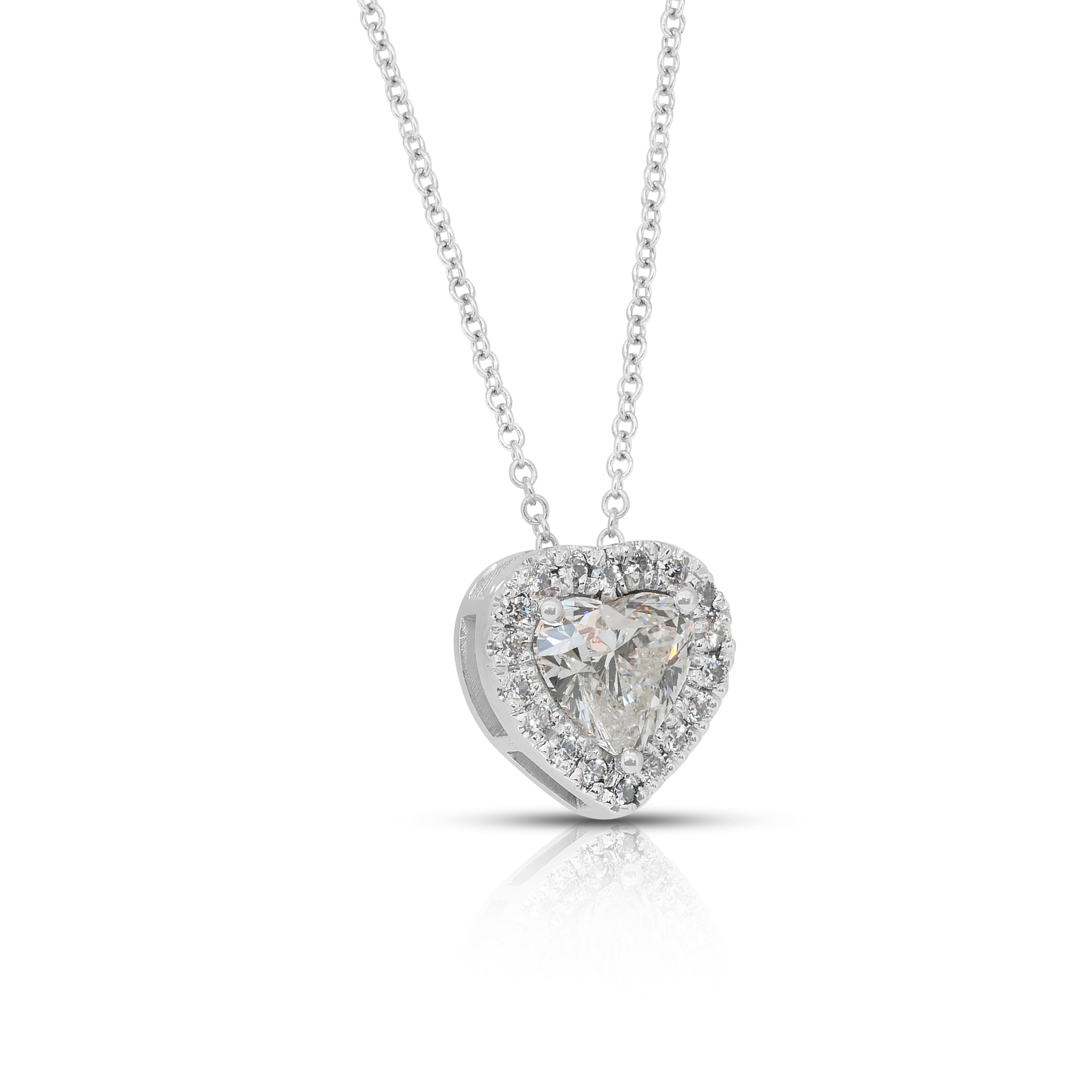 Preziosa collana di diamanti da 1,21 carati con ciondolo a forma di cuore - Certificato IGI in vendita 1
