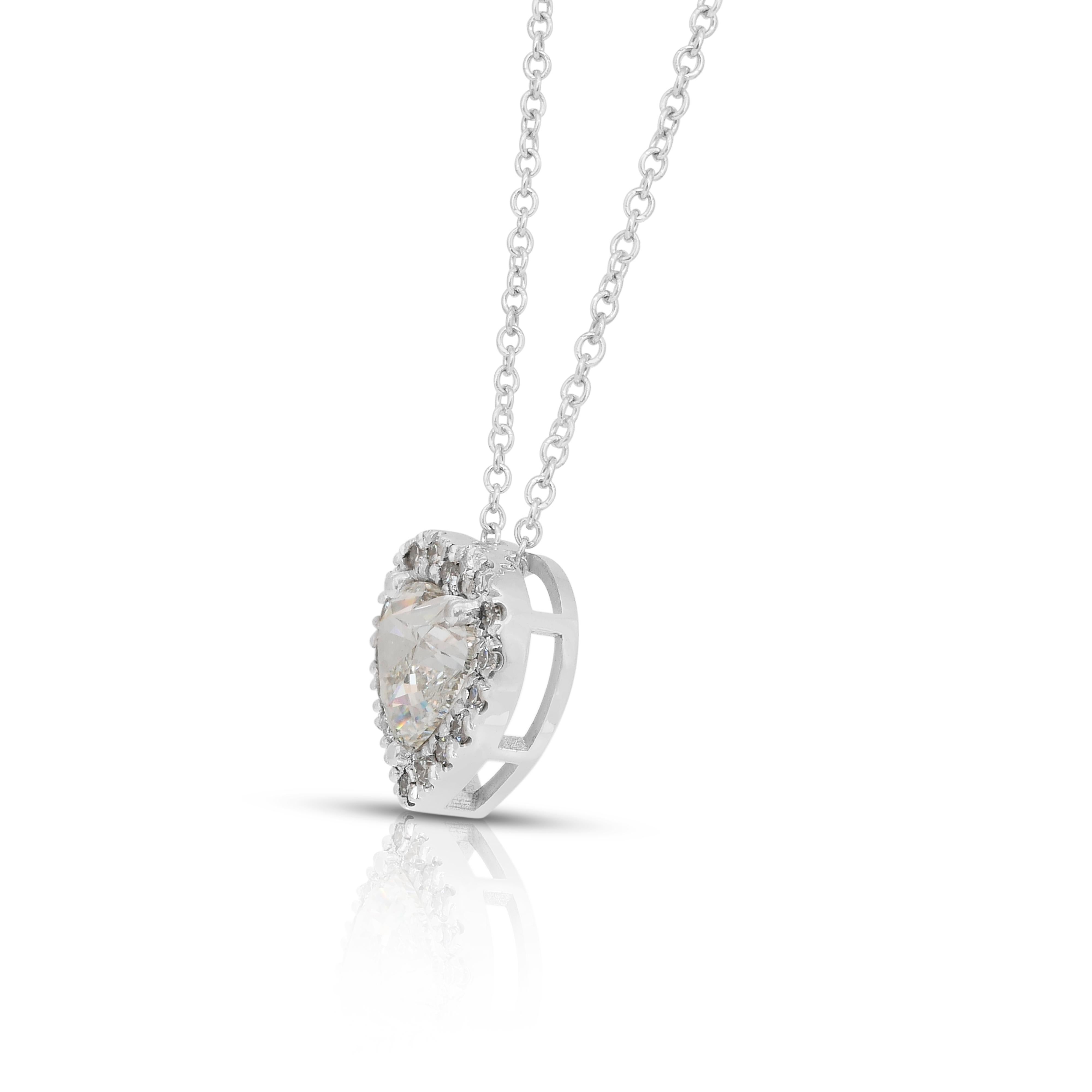 Preziosa collana di diamanti da 1,21 carati con ciondolo a forma di cuore - Certificato IGI in vendita 2