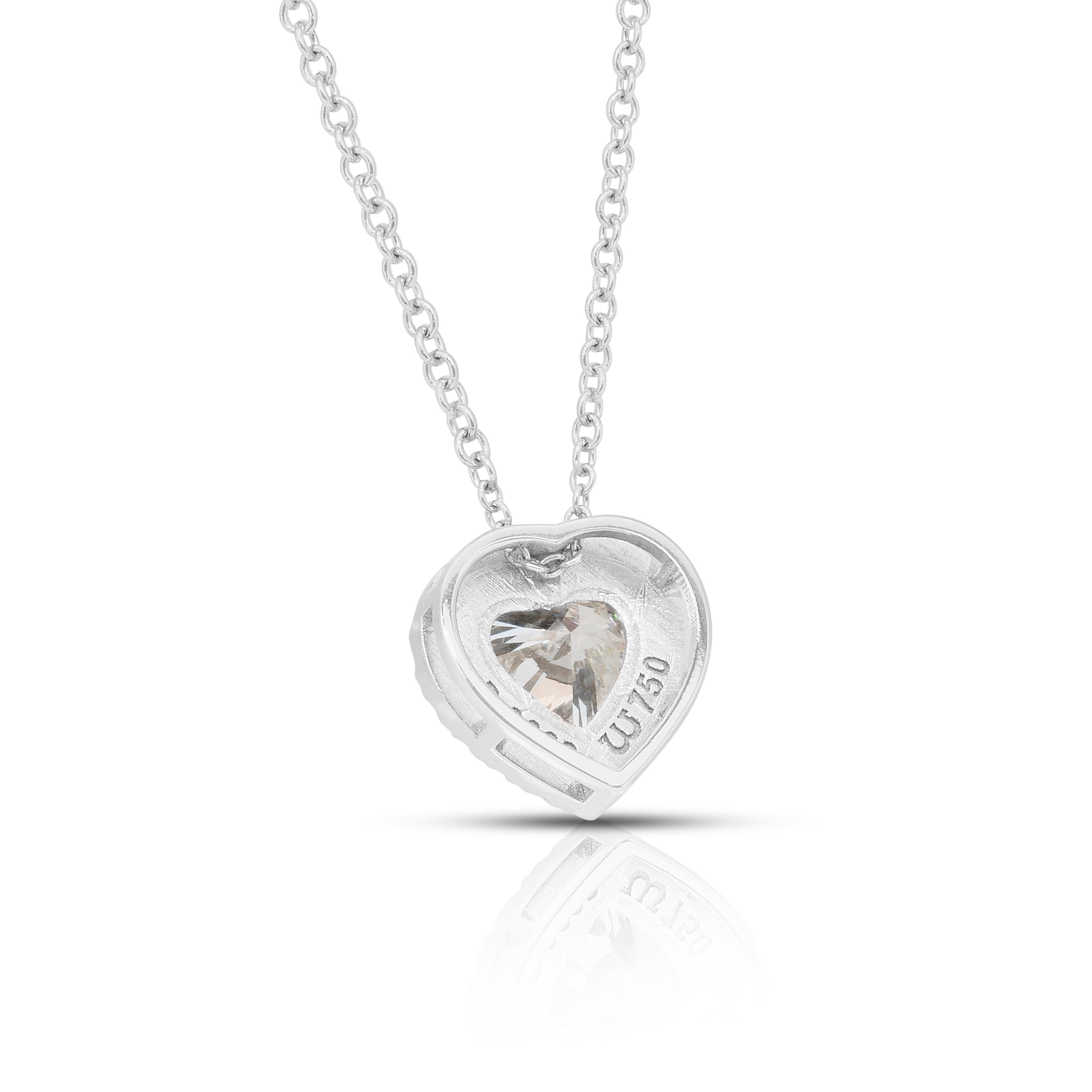 Preziosa collana di diamanti da 1,21 carati con ciondolo a forma di cuore - Certificato IGI in vendita 3