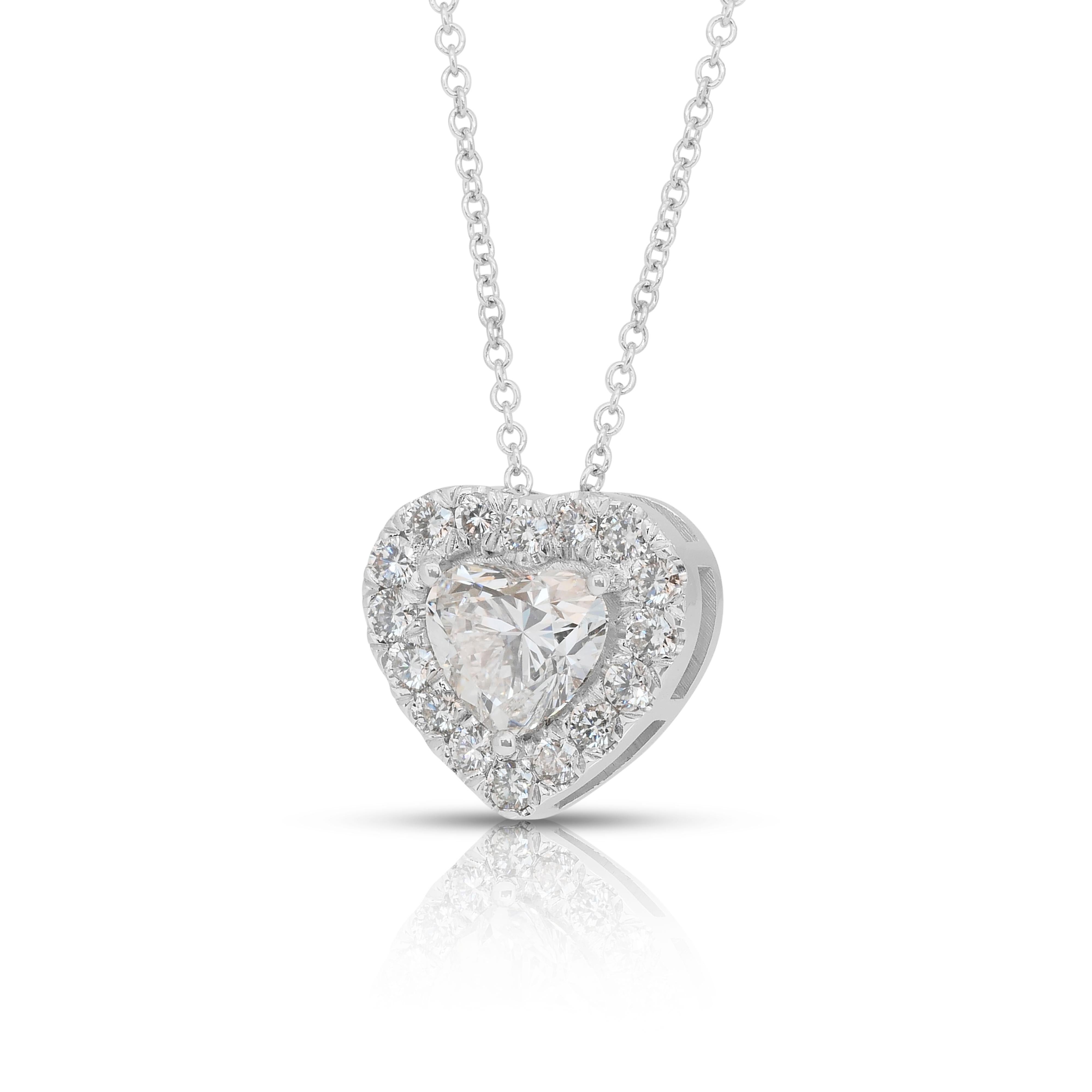 Cuore Precious 1.46ct Diamonds Necklace with Heart Pendant in 18k White Gold in vendita