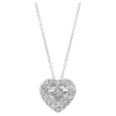 Precious 1.46ct Diamonds Necklace with Heart Pendant in 18k White Gold