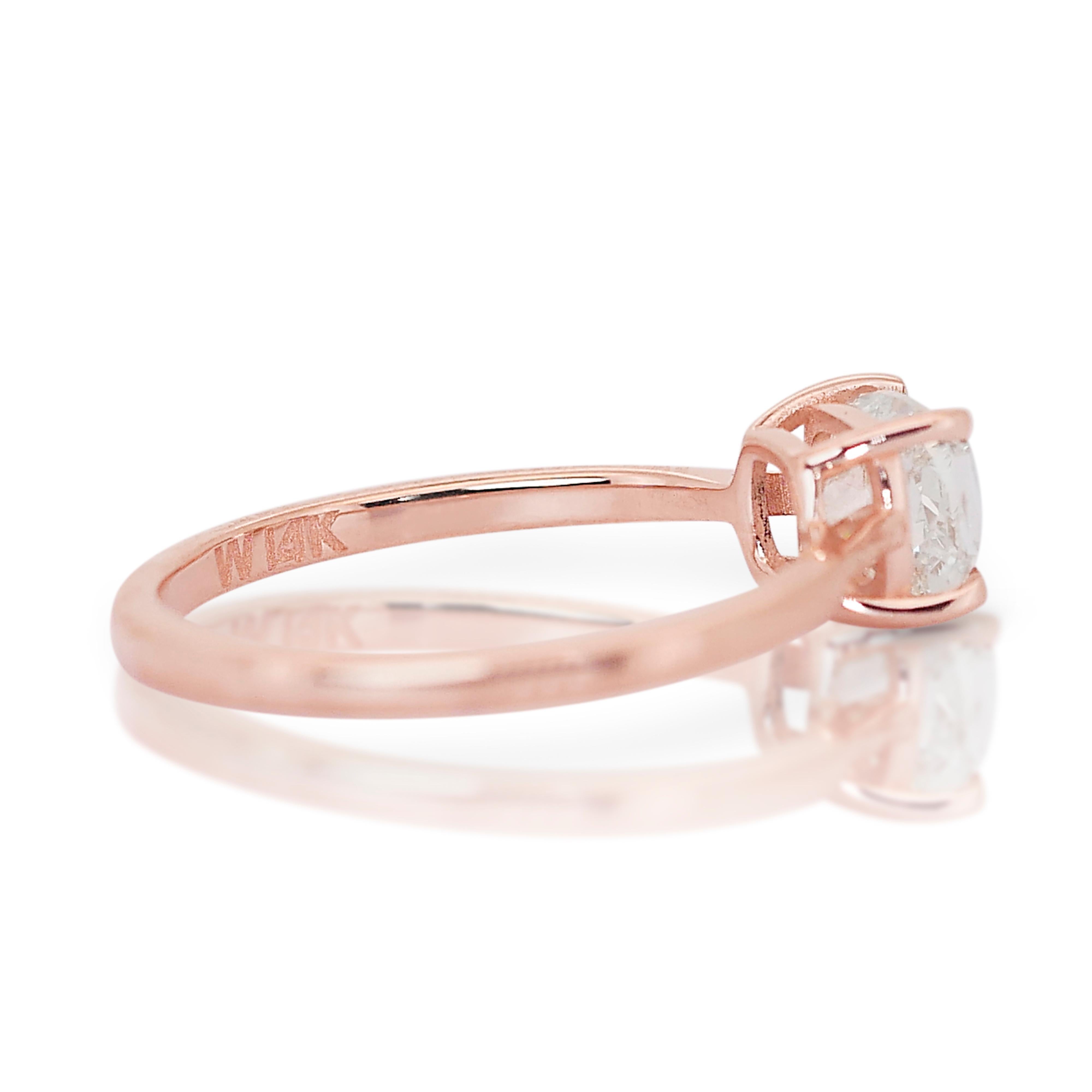 Women's Precious 14k Rose Gold Natural Diamond Solitaire Ring w/0.90 ct - IGI Certified