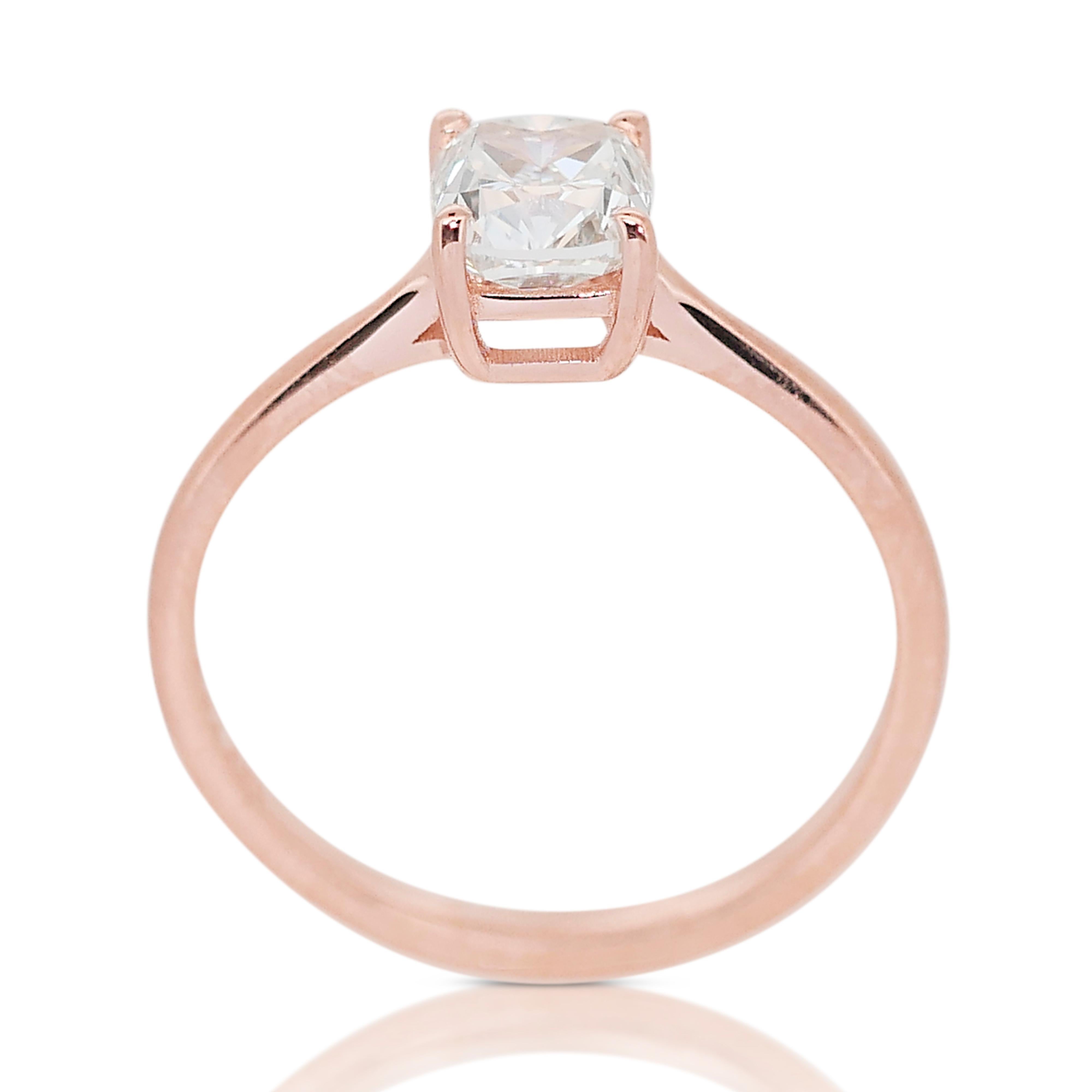 Precious 14k Rose Gold Natural Diamond Solitaire Ring w/0.90 ct - IGI Certified 2