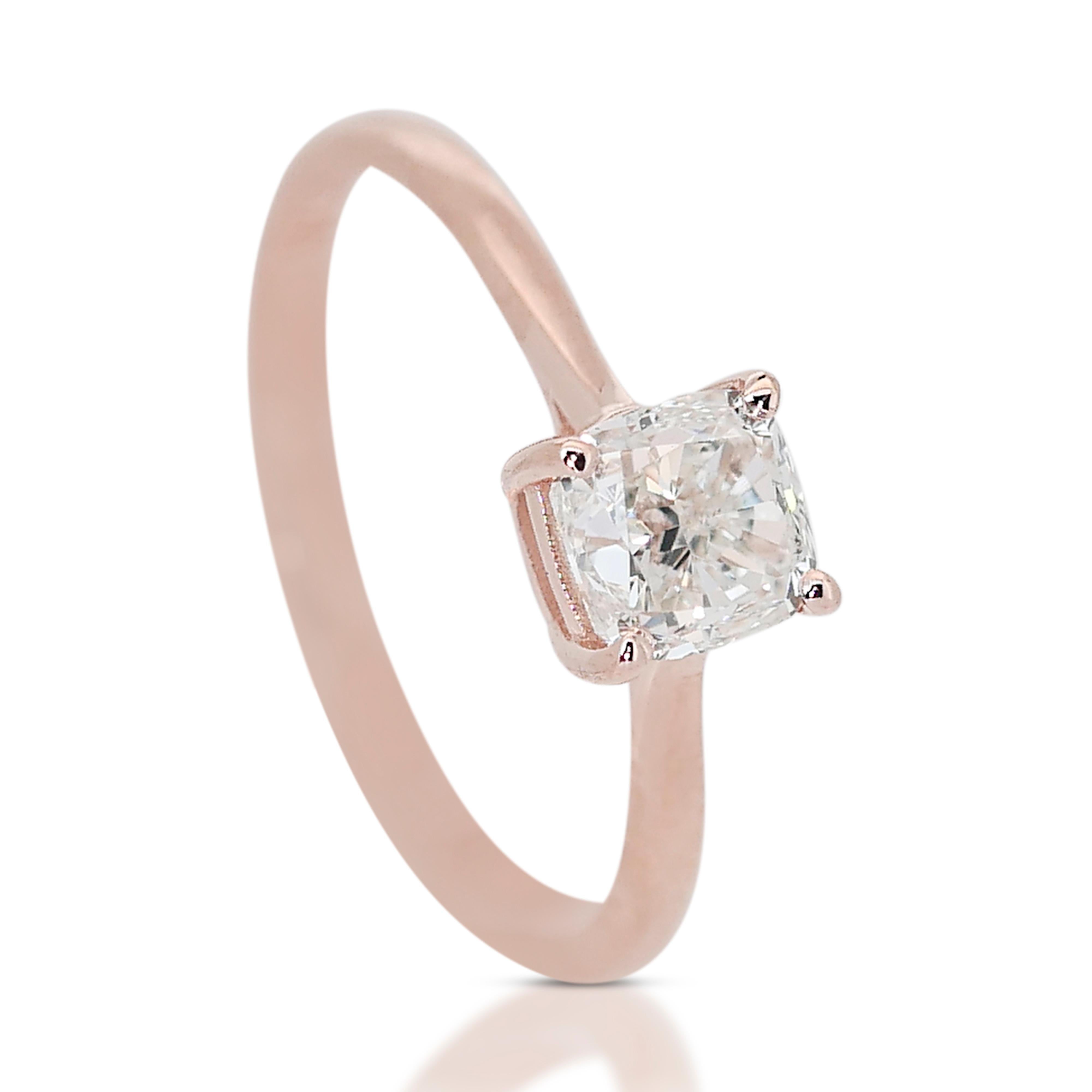 Precious 14k Rose Gold Natural Diamond Solitaire Ring w/0.90 ct - IGI Certified 4