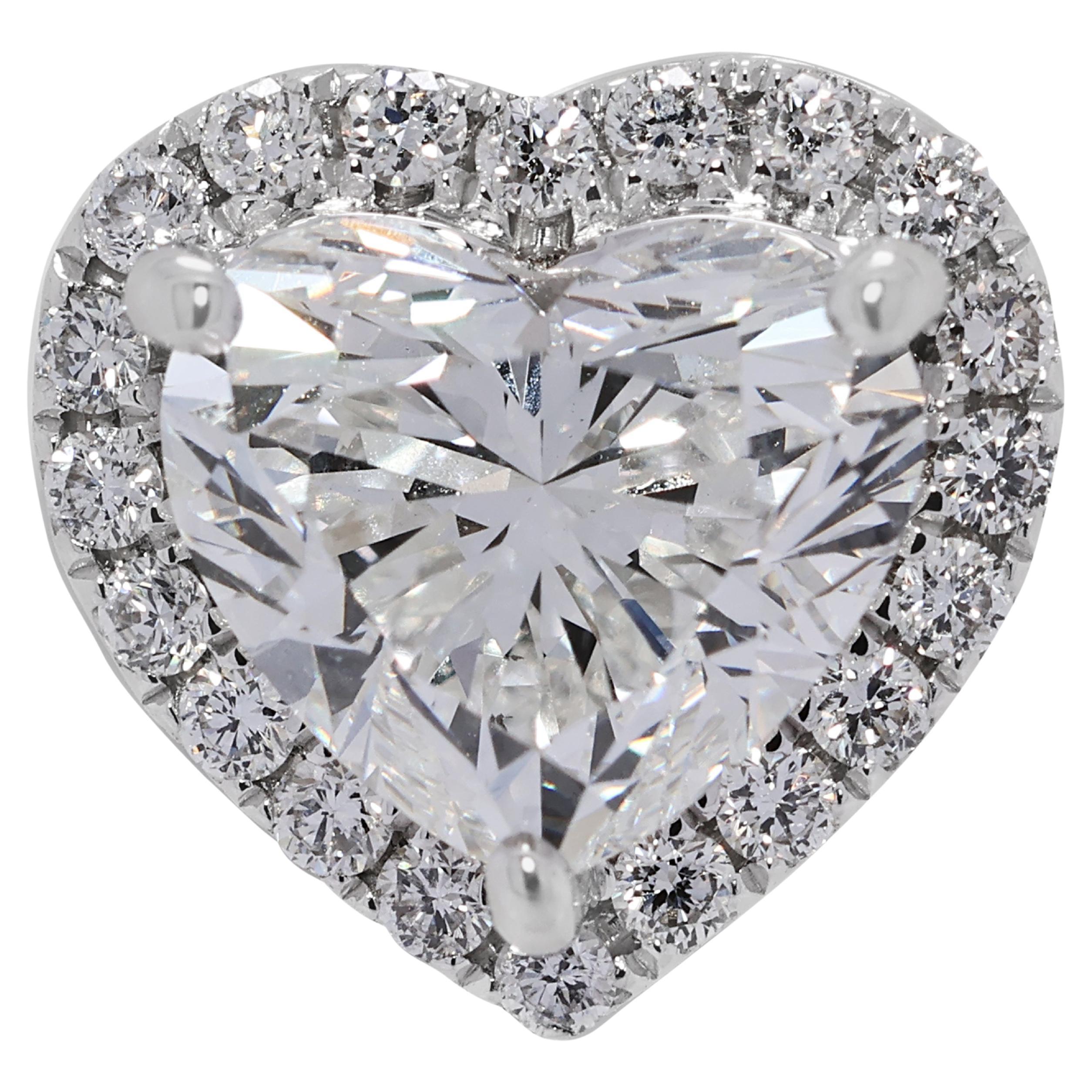 Precious 1.71ct Natural Diamonds Halo Pendant by Fonder in 18K White Gold