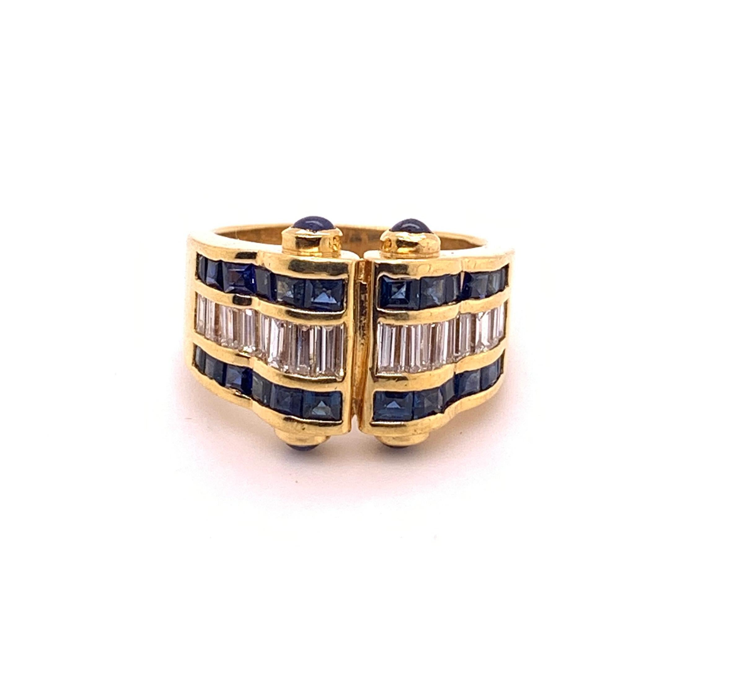 Sophia D, 18K Yellow Gold, 3.93 Carat Sapphire and Diamond Ring In New Condition For Sale In New York, NY