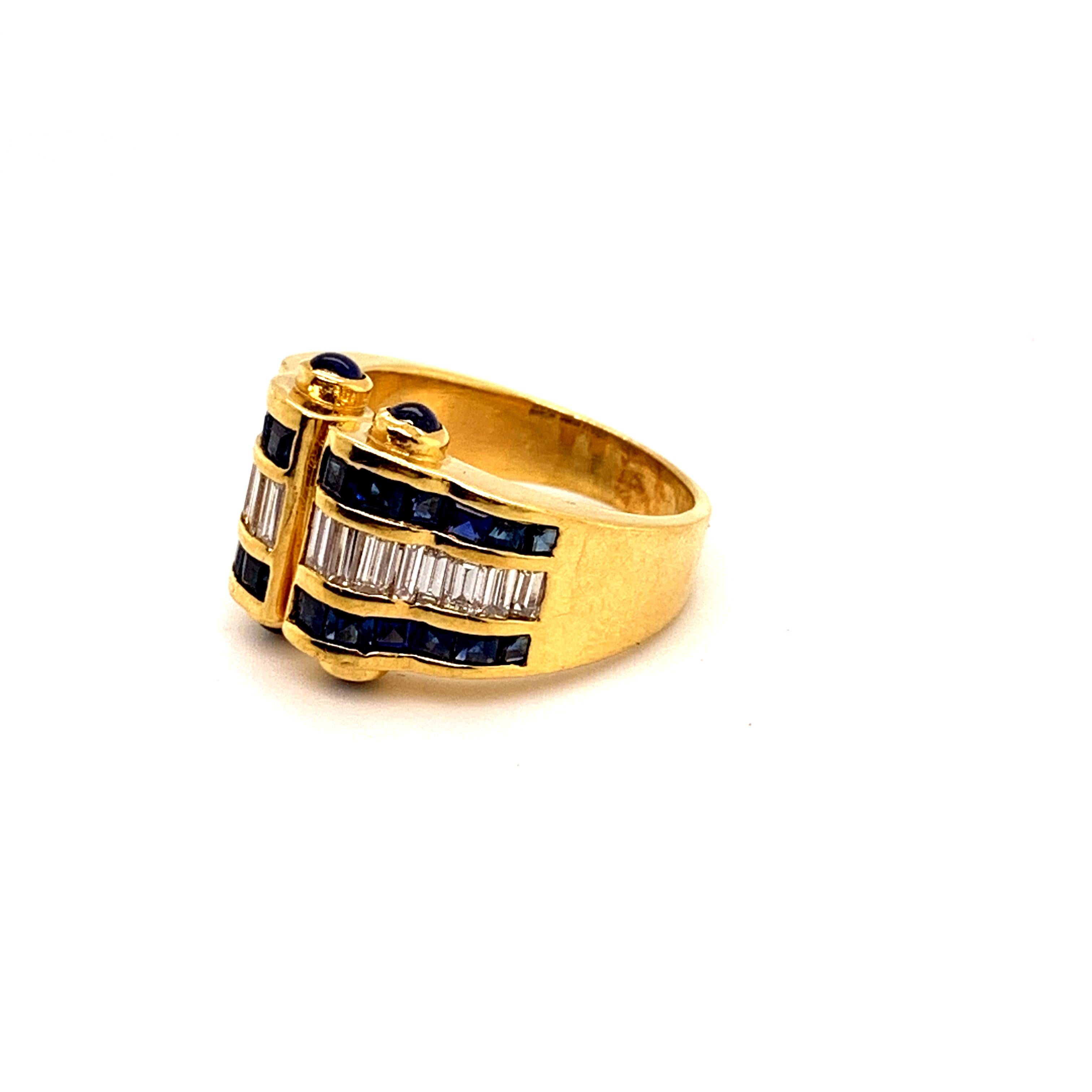 Women's or Men's Sophia D, 18K Yellow Gold, 3.93 Carat Sapphire and Diamond Ring For Sale
