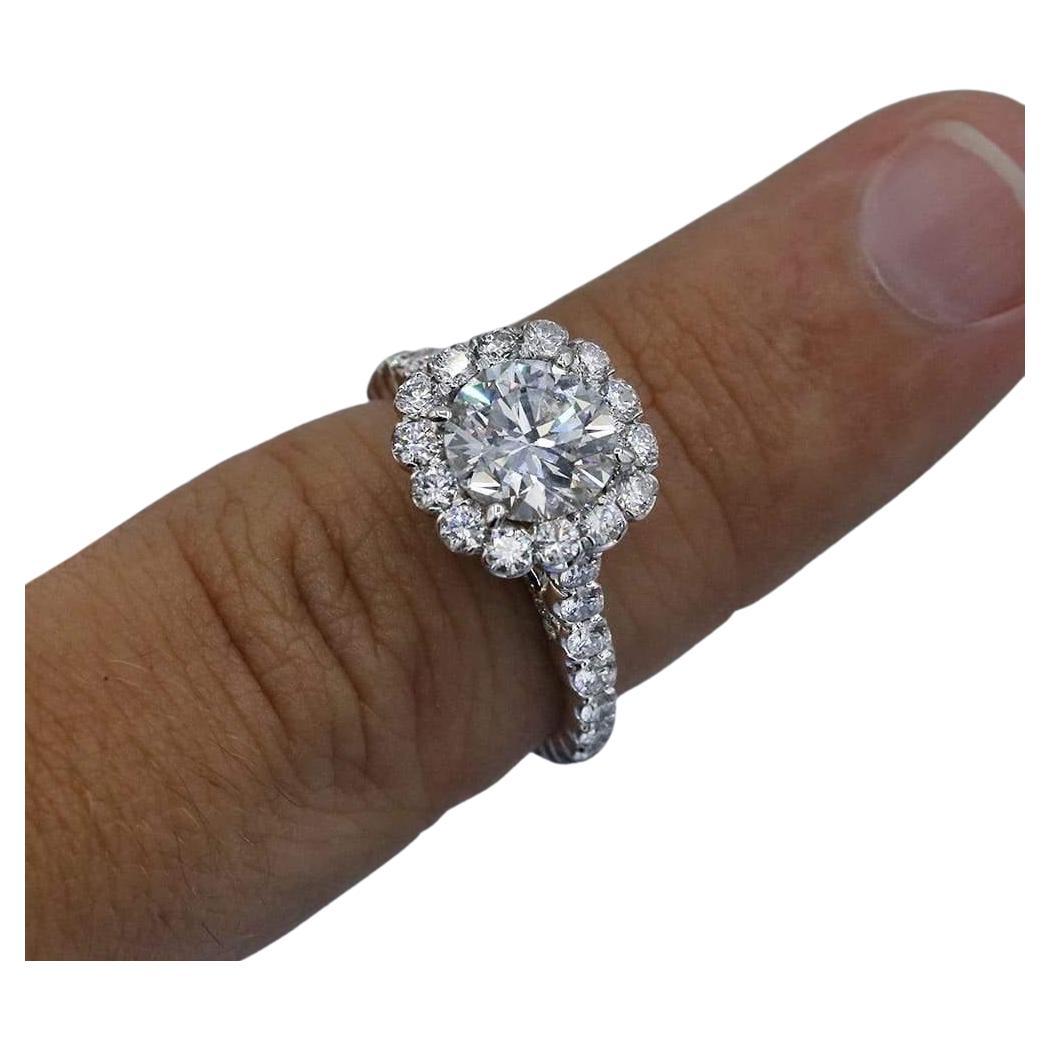 For Sale:  Precious 18k White Gold GIA Certified Engagement Ring with 3.25ct. Diamonds 2