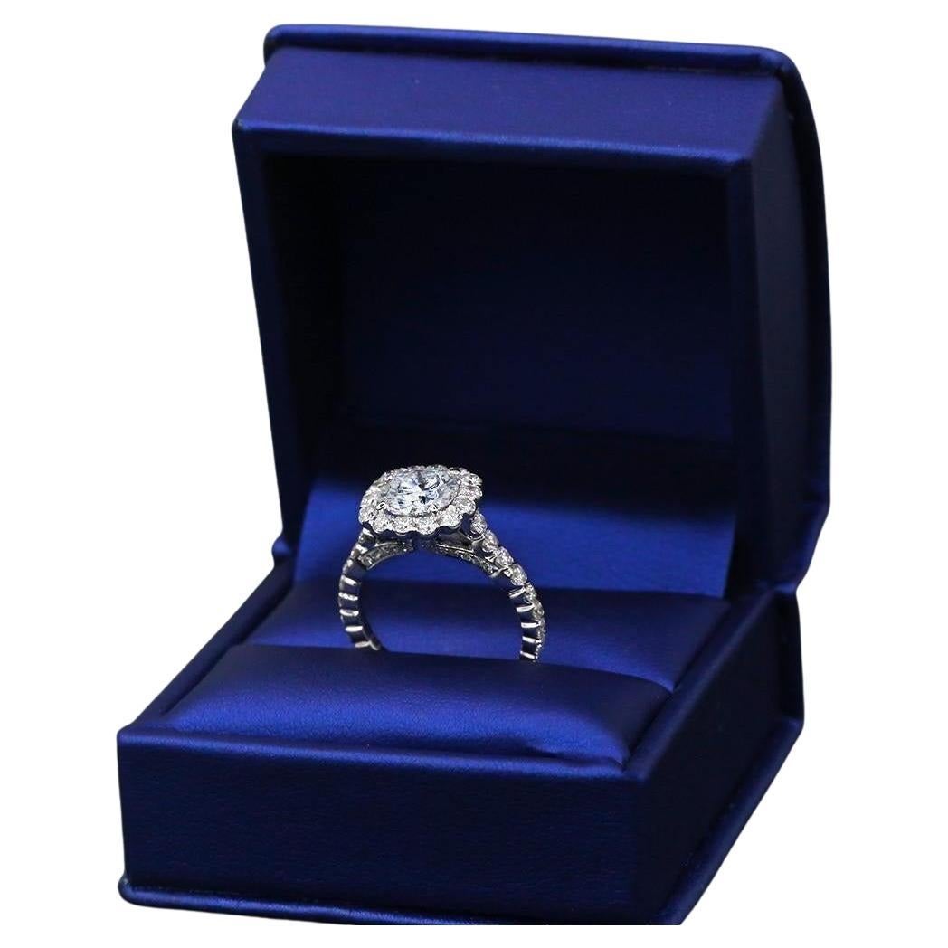For Sale:  Precious 18k White Gold GIA Certified Engagement Ring with 3.25ct. Diamonds