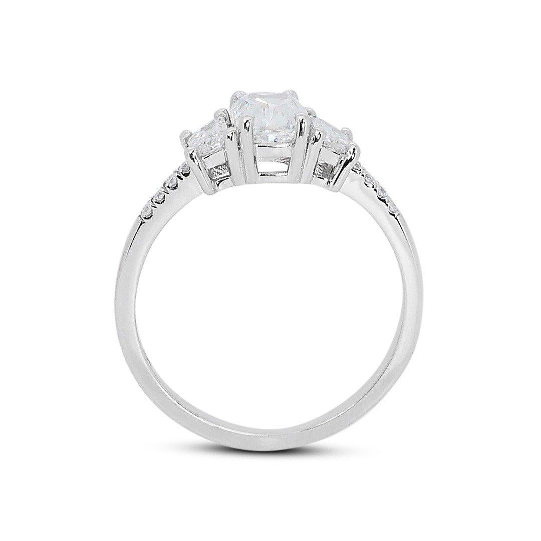 Precious 18K White Gold Natural Diamond Halo Ring w/1.44 Carat - GIA Certified For Sale 2