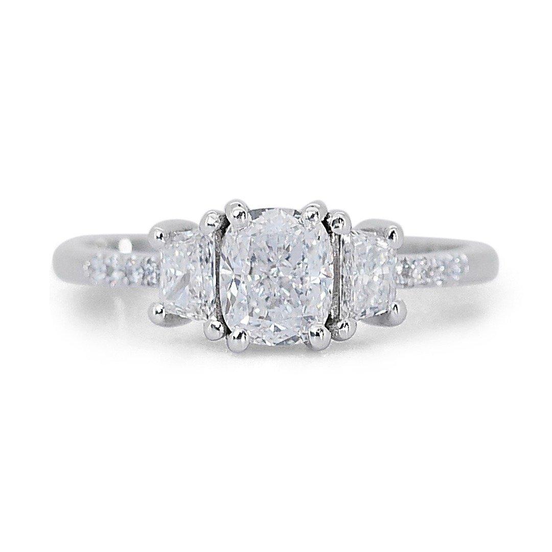 Precious 18K White Gold Natural Diamond Halo Ring w/1.44 Carat - GIA Certified For Sale 3