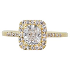 Wertvolle 18K Gelbgold Ideal Cut Halo Natural Diamond Ring w/1,65ct - IGI Cert