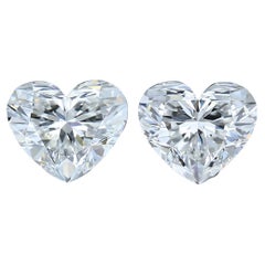 Precious 2.04ct Double Excellent Ideal Cut Pair of Heart-Shaped Diamonds - GIA