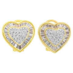 Preziosi orecchini a forma di cuore con 2,37 carati di diamanti in oro giallo e bianco 18k - IGI