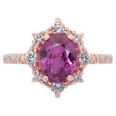 Precious 2.49ct Ruby and Diamonds Cluster Ring in 18k Rose Gold - GIA Certified