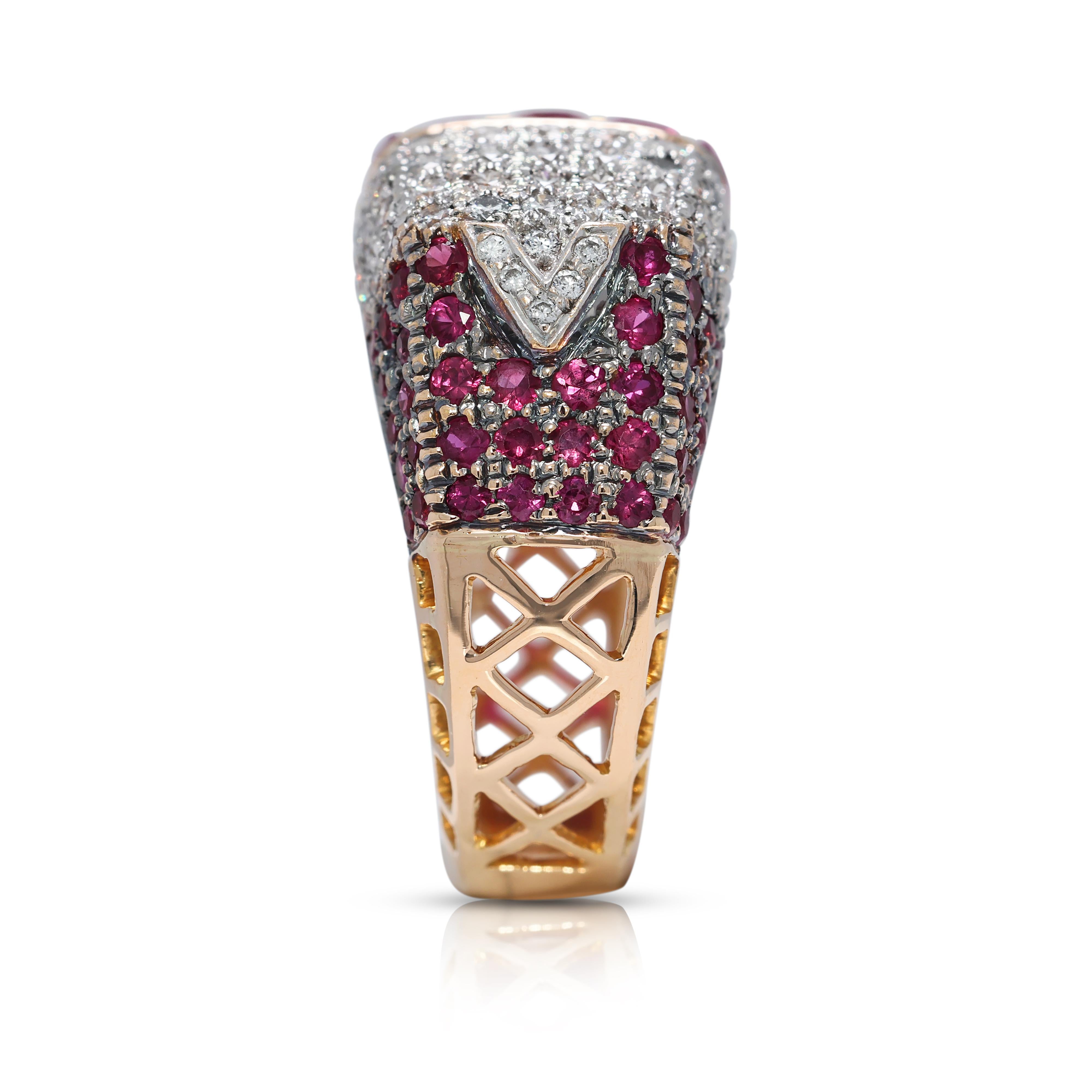 Bague précieuse en or jaune 18 carats, rubis 2,51 carats et diamants naturels Pour femmes en vente