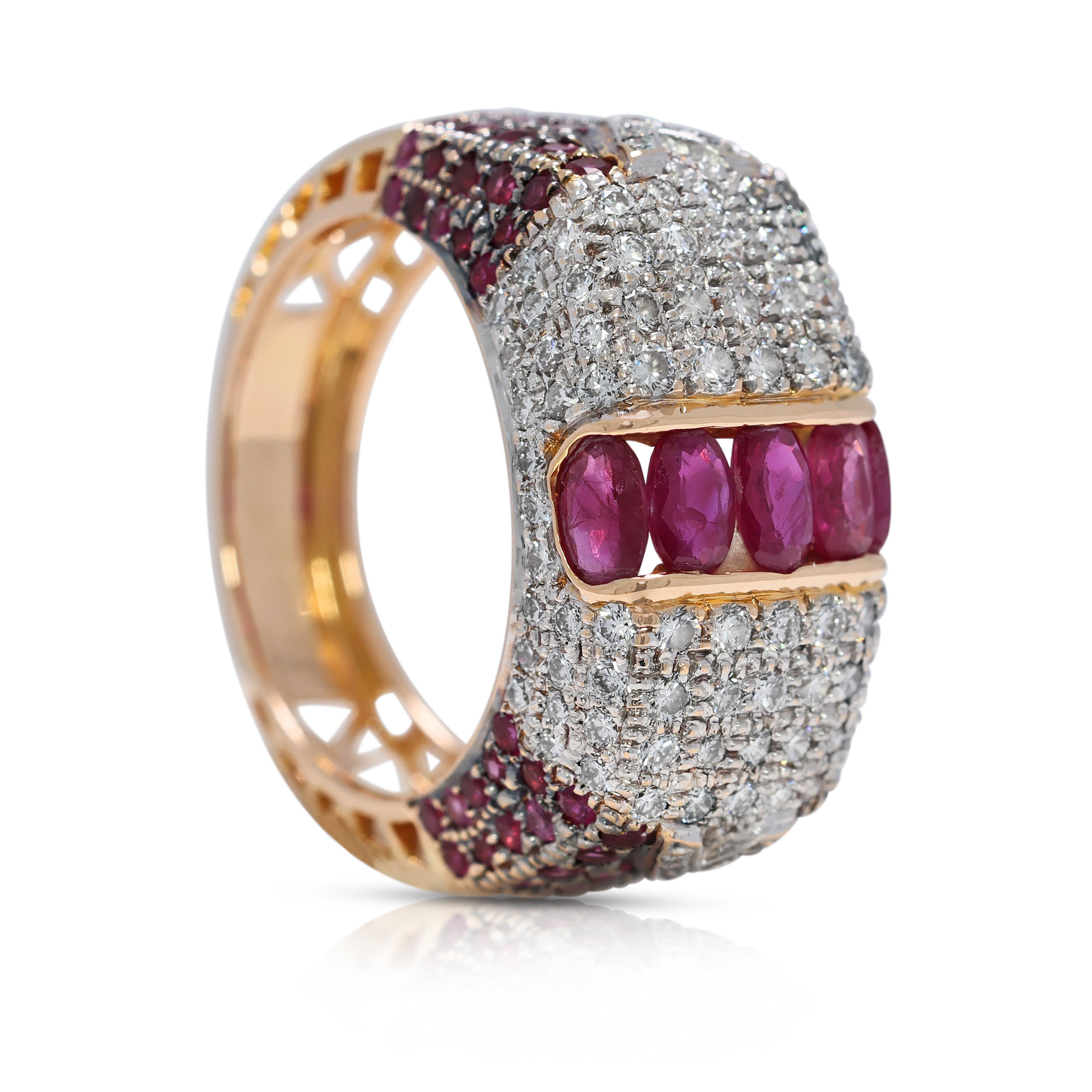 Bague précieuse en or jaune 18 carats, rubis 2,51 carats et diamants naturels en vente 1