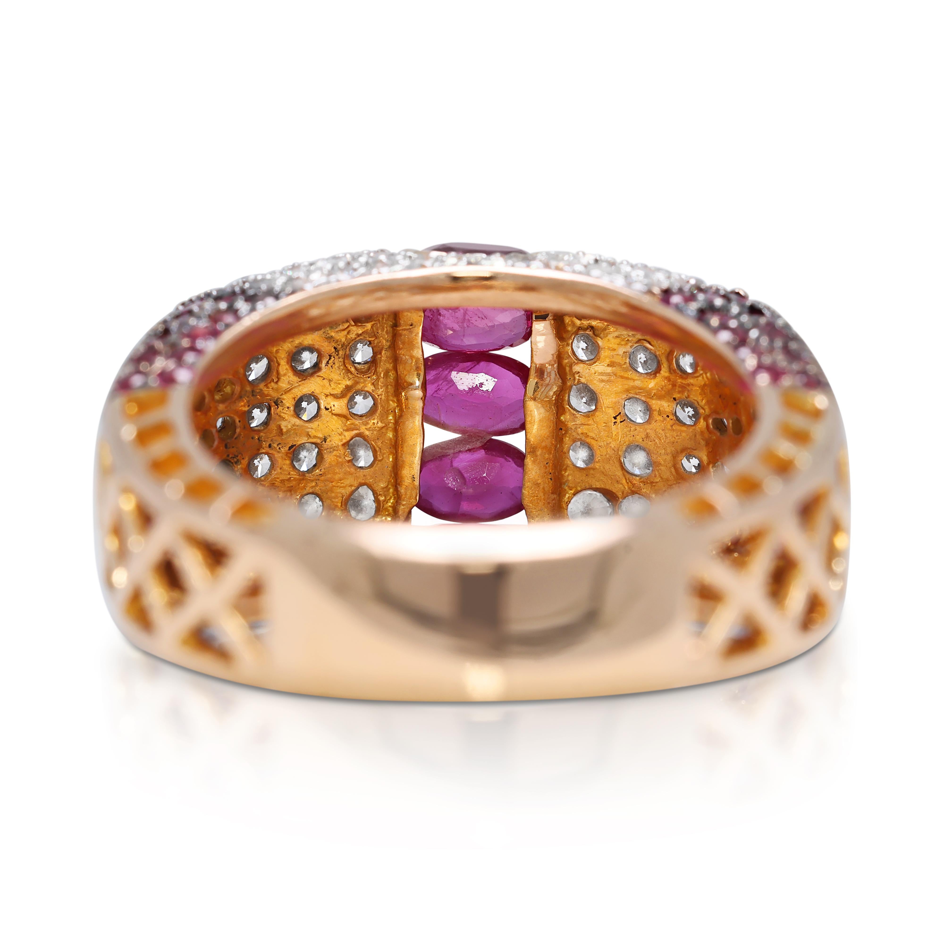 Bague précieuse en or jaune 18 carats, rubis 2,51 carats et diamants naturels en vente 2