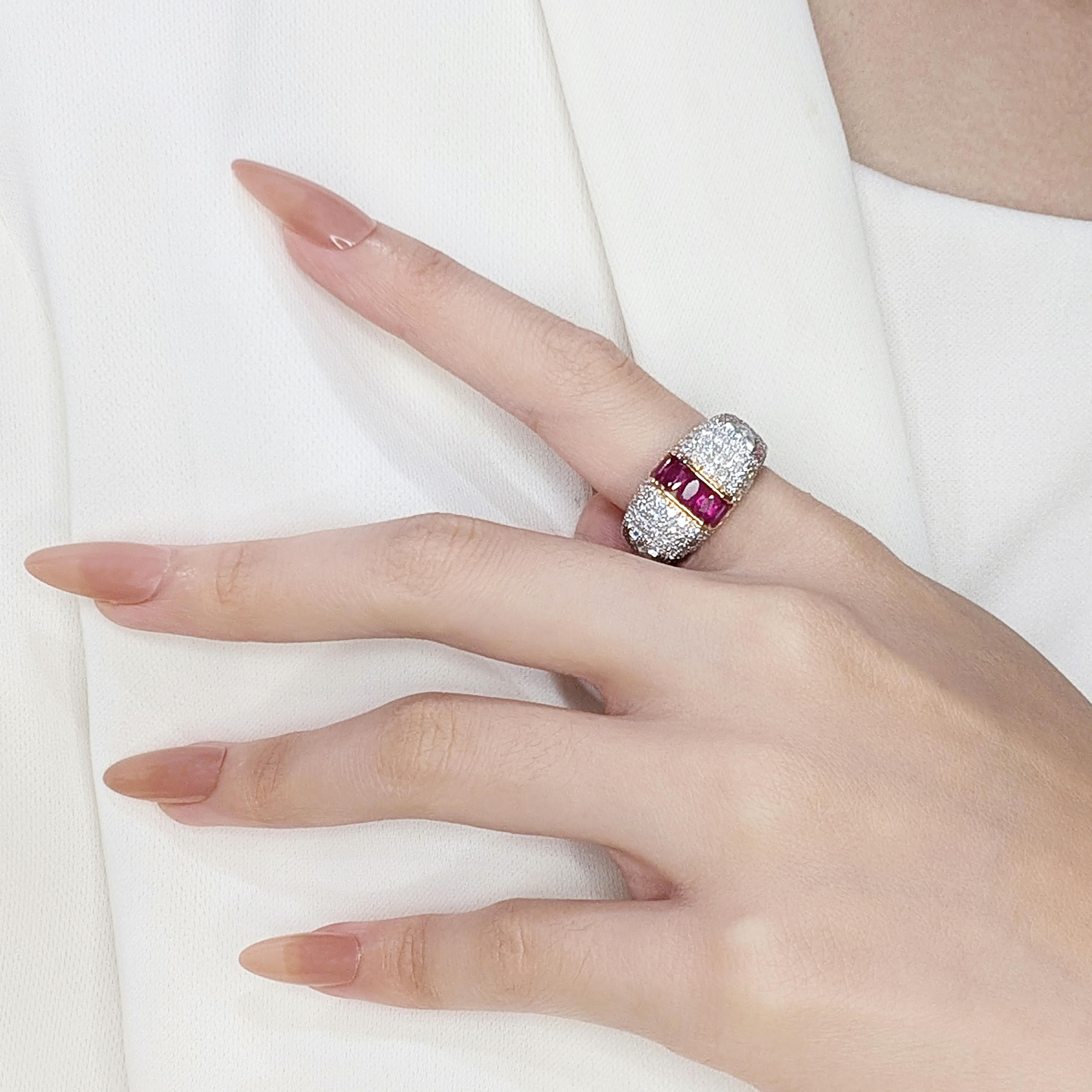 Bague précieuse en or jaune 18 carats, rubis 2,51 carats et diamants naturels en vente 4
