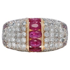 Precious 2.51ct Ruby and Natural Diamonds Ring in 18K Yellow Gold