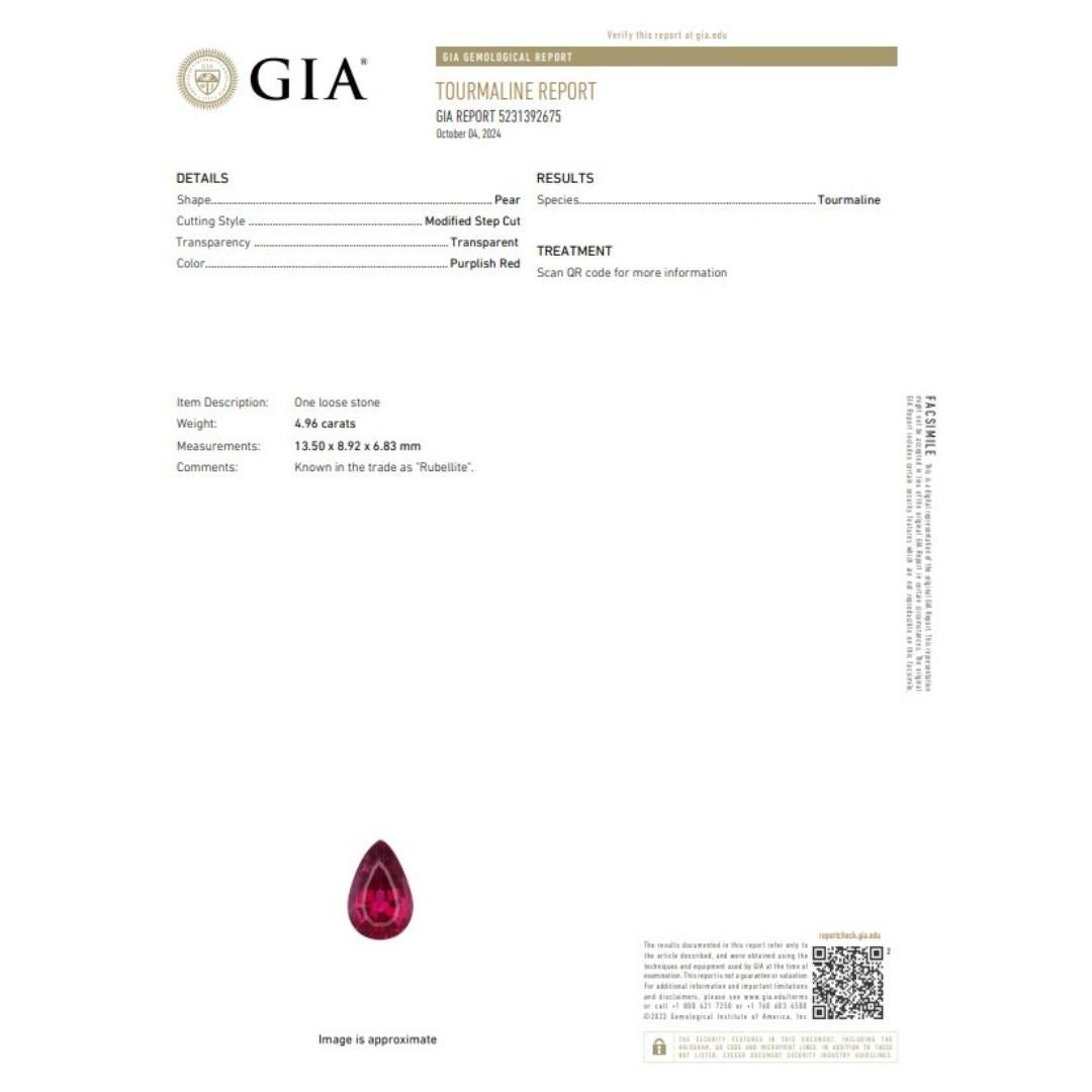 Bague cocktail précieuse en or jaune 18 carats, rubellite 5,93 carats et diamants - GIA Pour femmes en vente