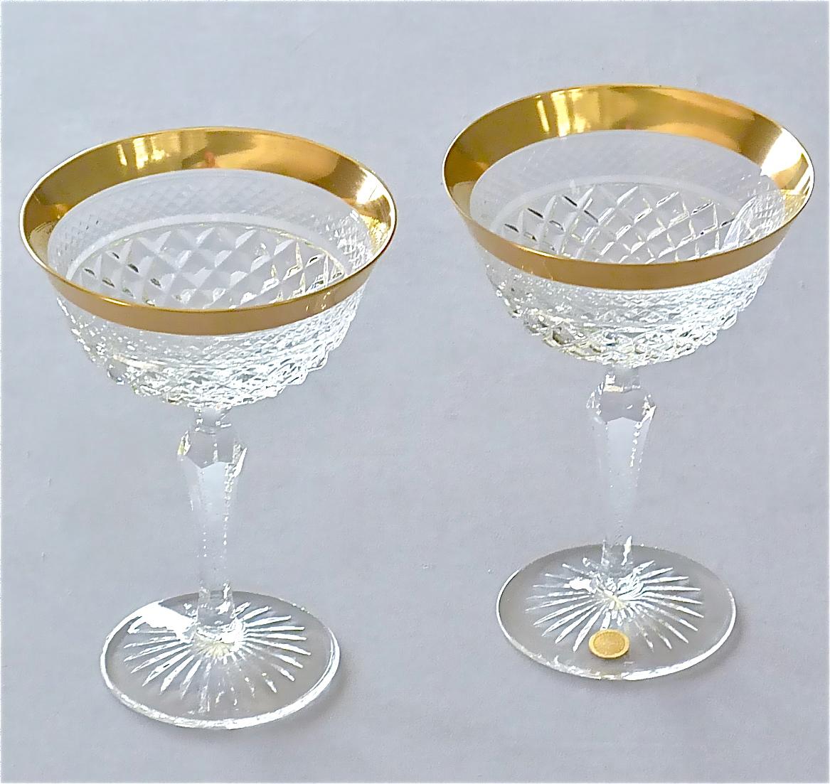 Precious 6 Champagne Bowl Glasses Gold Crystal Stemware Josephinenhuette Moser 3