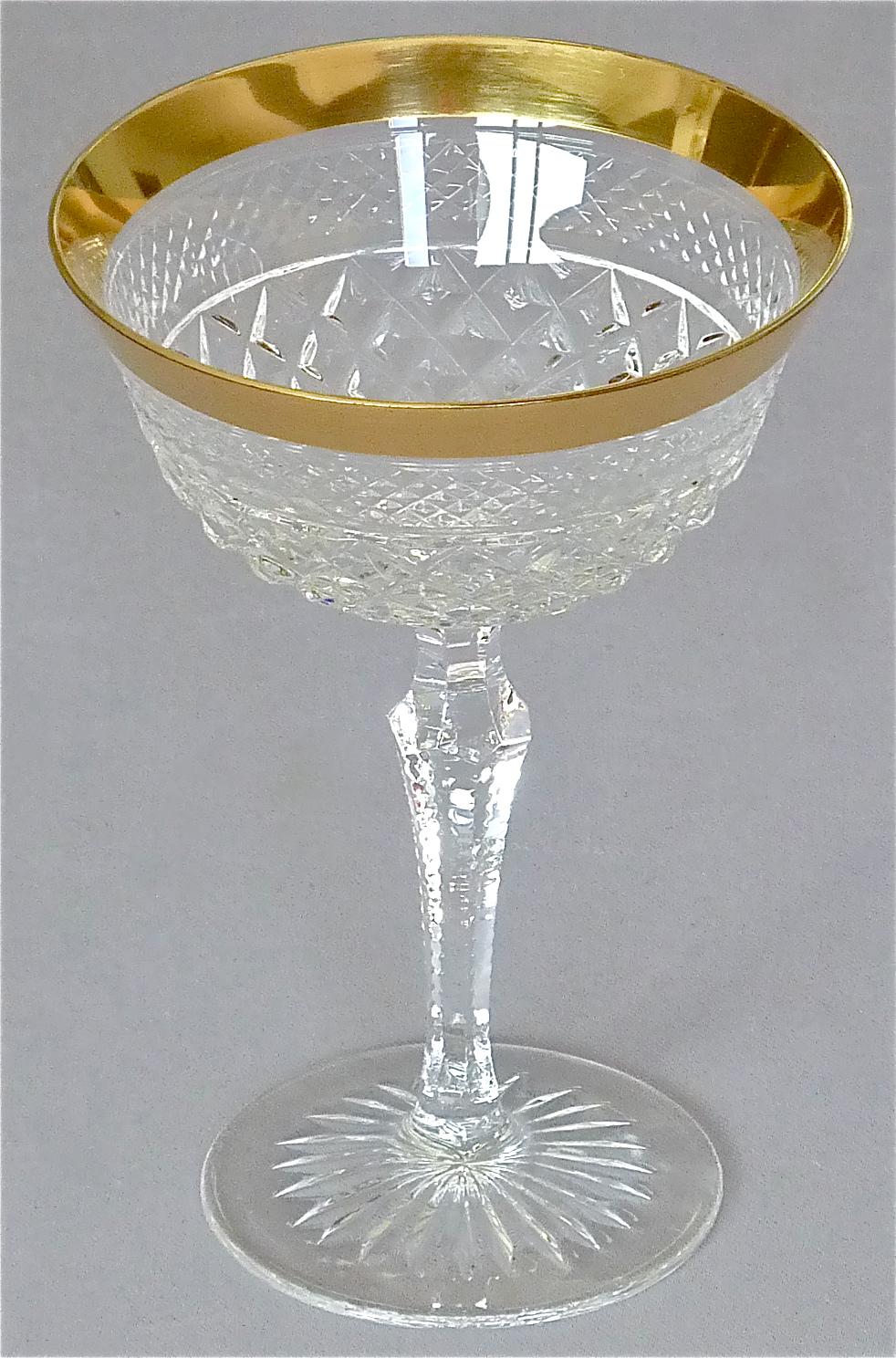 Precious 6 Champagne Bowl Glasses Gold Crystal Stemware Josephinenhuette Moser 4