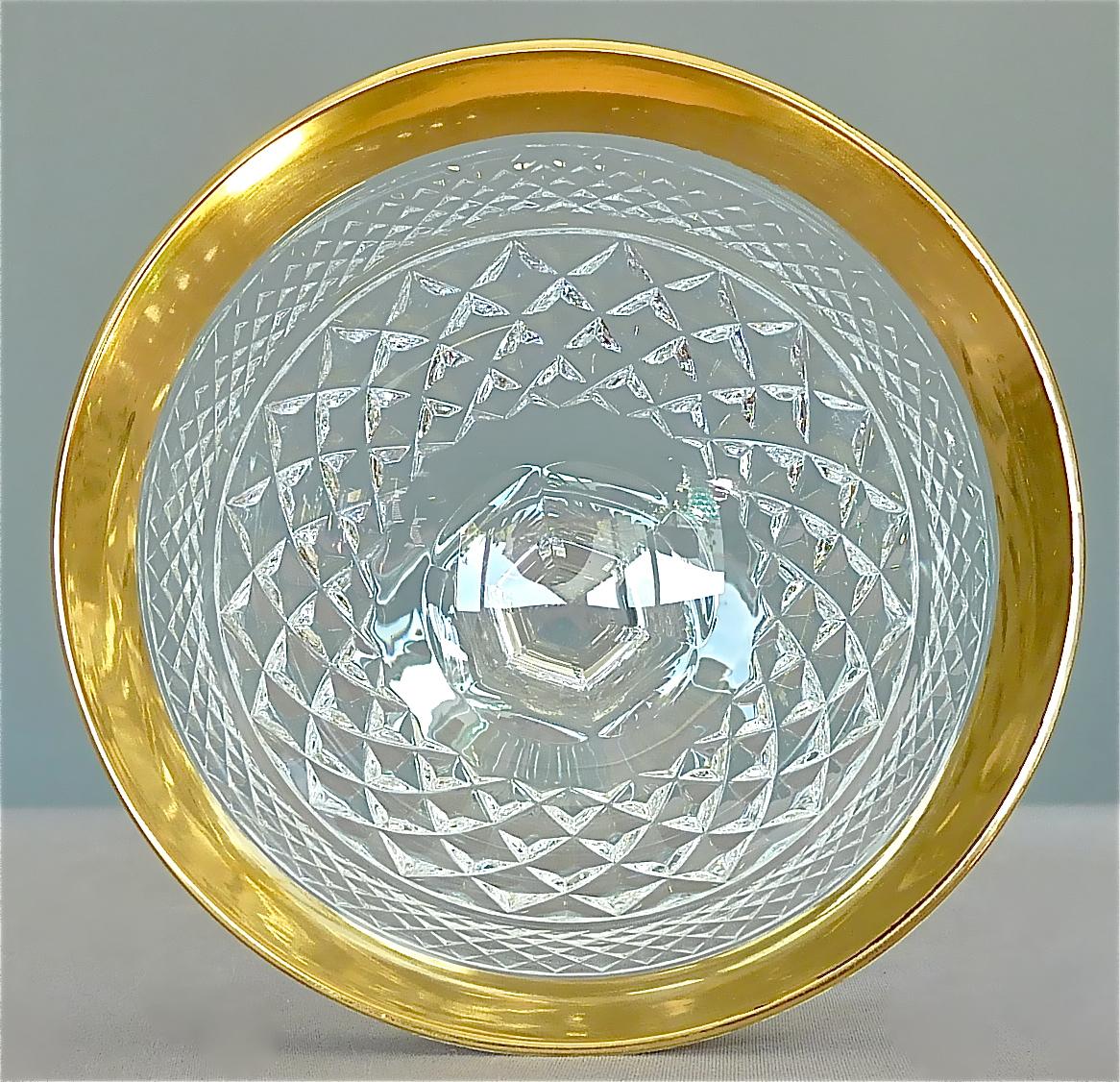 Mid-20th Century Precious 6 Champagne Bowl Glasses Gold Crystal Stemware Josephinenhuette Moser
