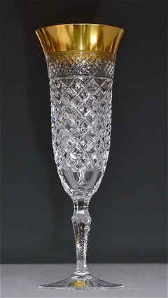Precious 6 Champagne Glasses Gold Crystal Glass Stemware Josephinenhuette Moser