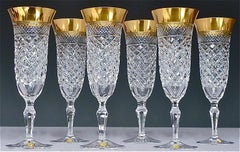 Precious 6 Champagne Glasses Gold Crystal Glass Stemware Josephinenhuette Moser