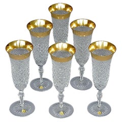 Vintage Precious 6 Champagne Glasses Gold Crystal Glass Stemware Josephinenhuette Moser