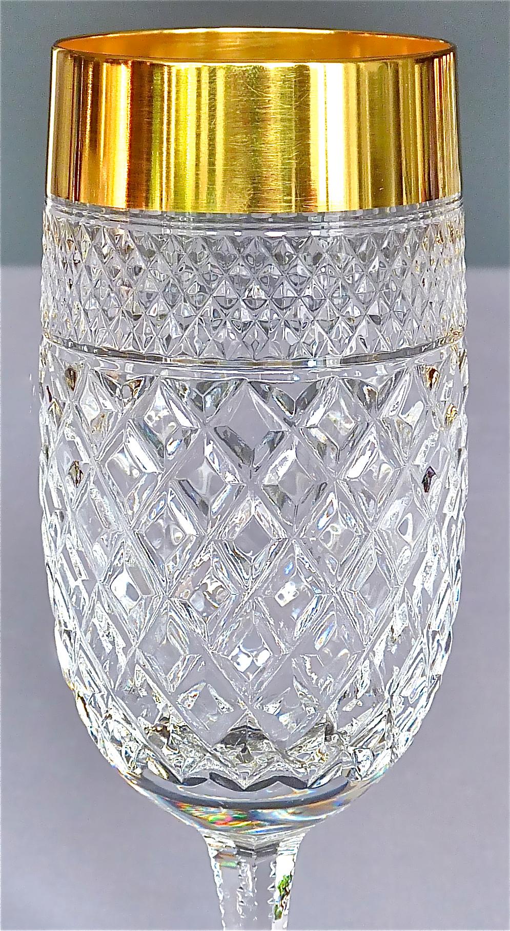 Precious 6 Cocktail Beer Glasses Gold Crystal Stemware Josephinenhuette Moser 3
