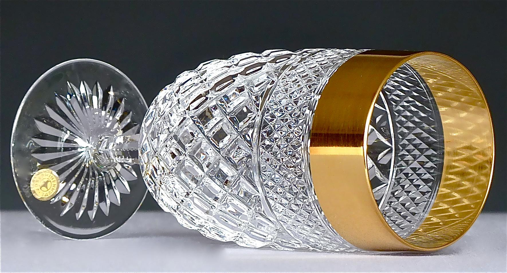 Faceted Precious 6 Cocktail Beer Glasses Gold Crystal Stemware Josephinenhuette Moser
