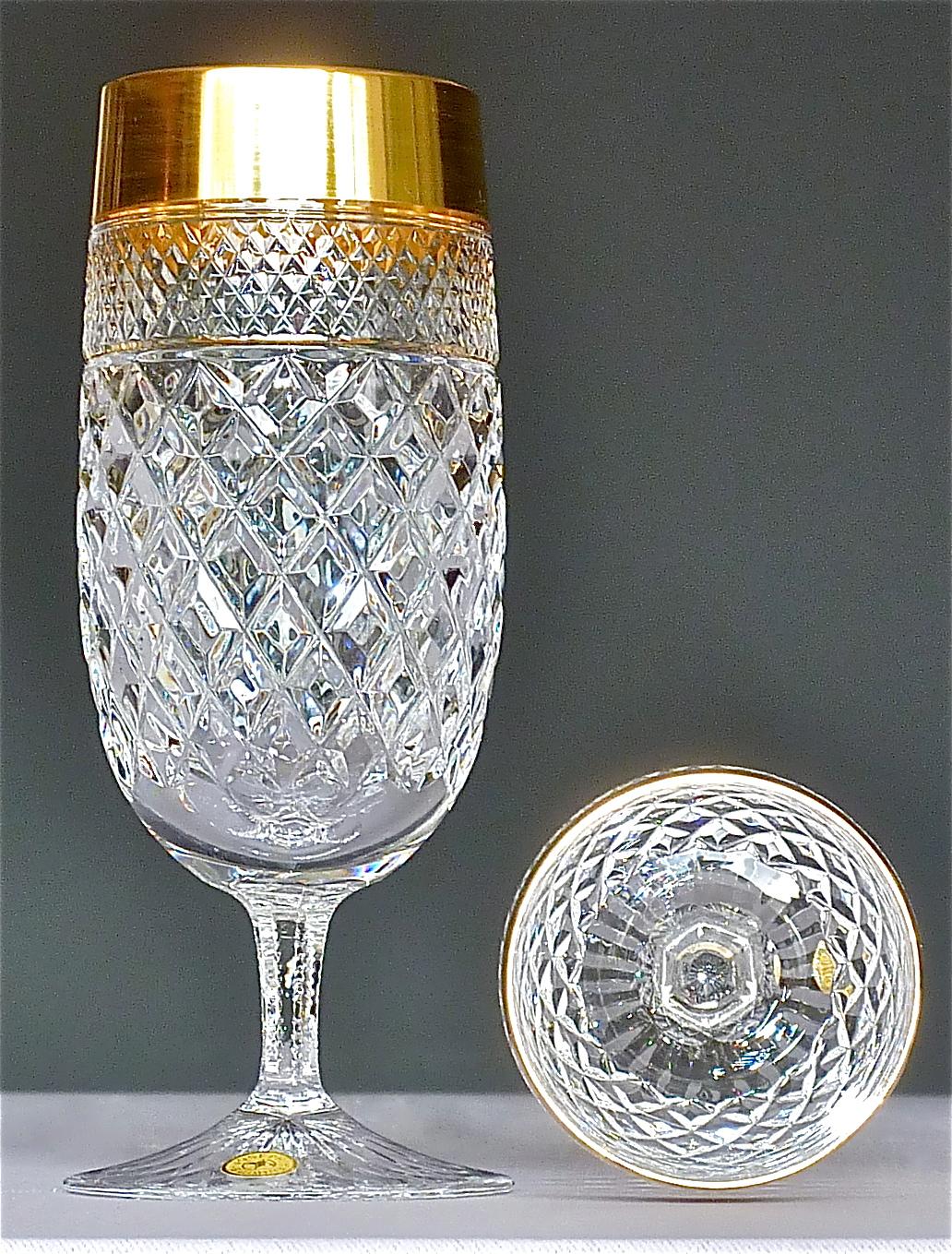 Precious 6 Cocktail Beer Glasses Gold Crystal Stemware Josephinenhuette Moser In Good Condition In Nierstein am Rhein, DE