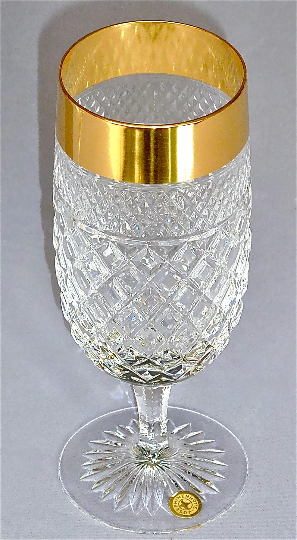 Precious 6 Cocktail Beer Glasses Gold Crystal Stemware Josephinenhuette Moser 2