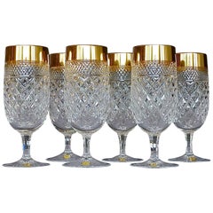 Précieux 6 verres à bière Cocktail Verres à pied en cristal doré Josephinenhuette Moser