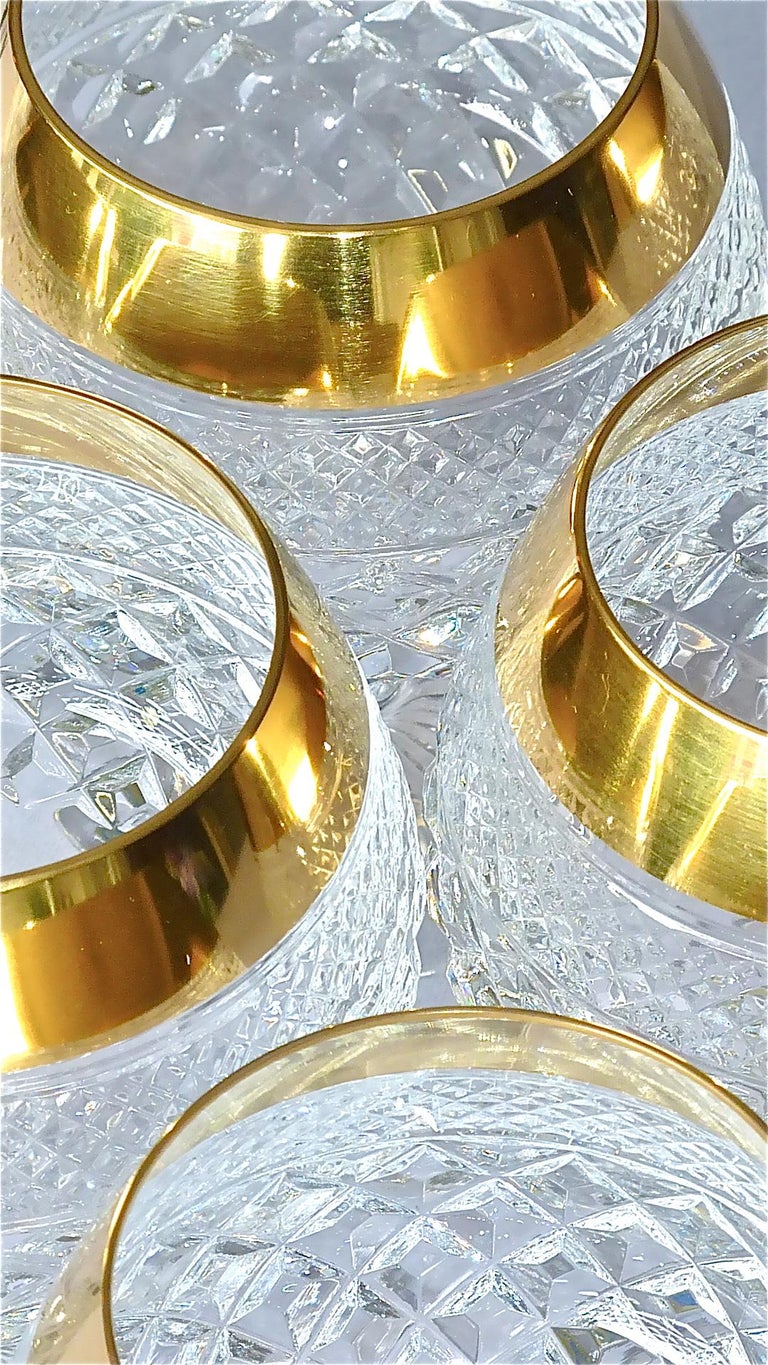German Precious 6 Cognac Glasses Gold Crystal Glass Stemware Josephinenhuette Moser For Sale