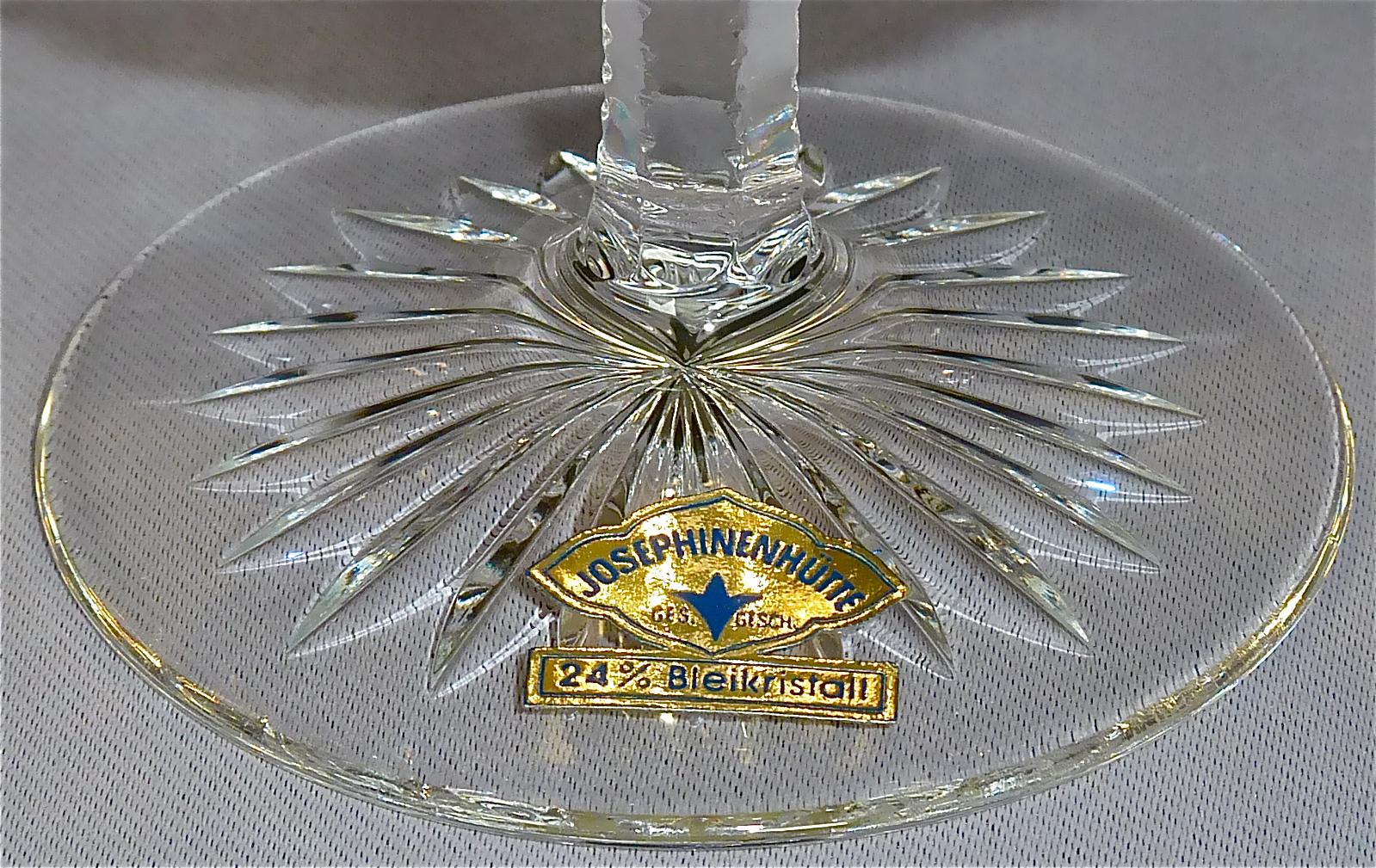 Precious 6 Cognac Glasses Gold Crystal Glass Stemware Josephinenhuette Moser For Sale 1