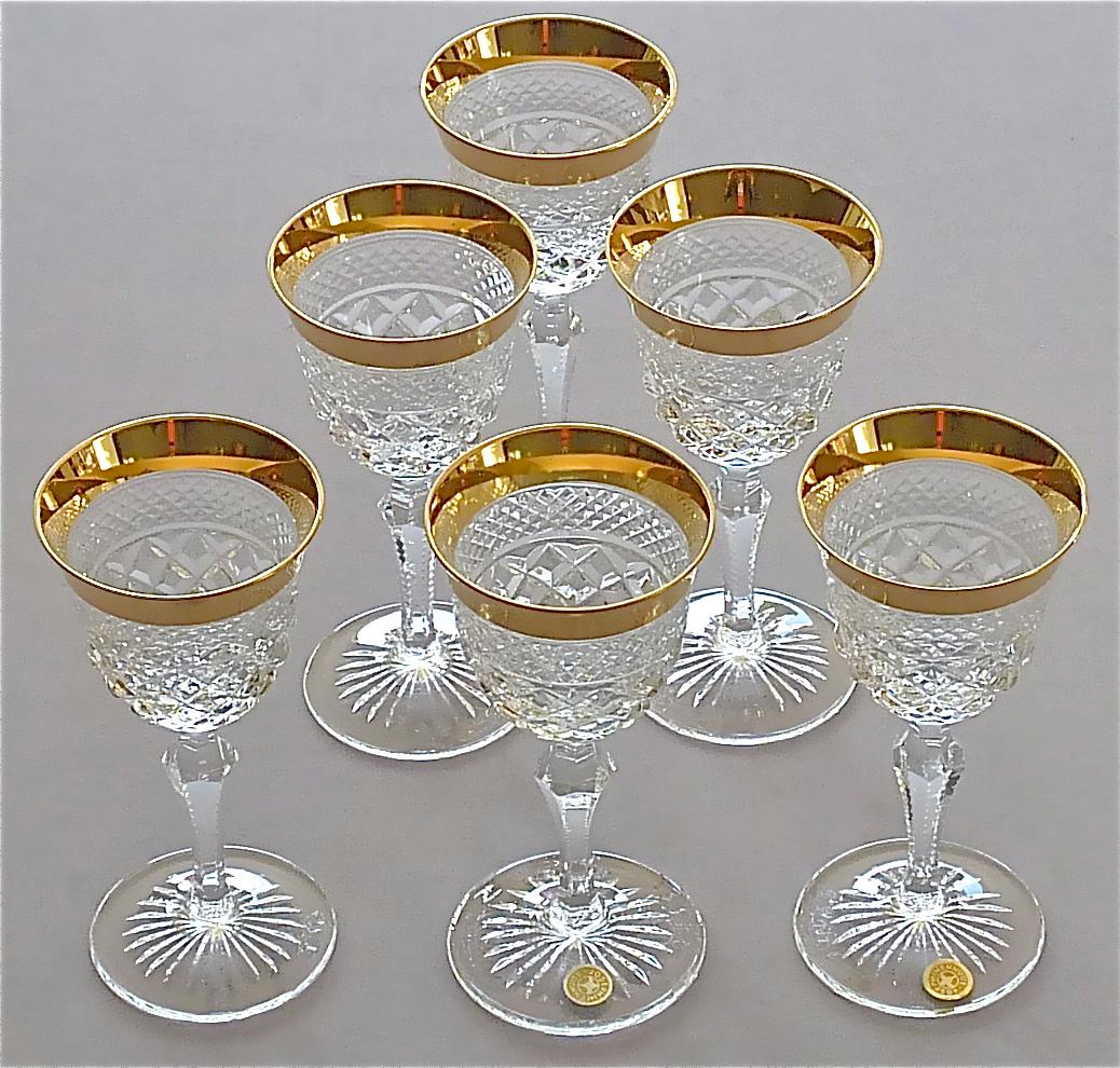 Precious 6 Dessert Wine Glasses Gold Crystal Stemware Josephinenhuette Moser 2
