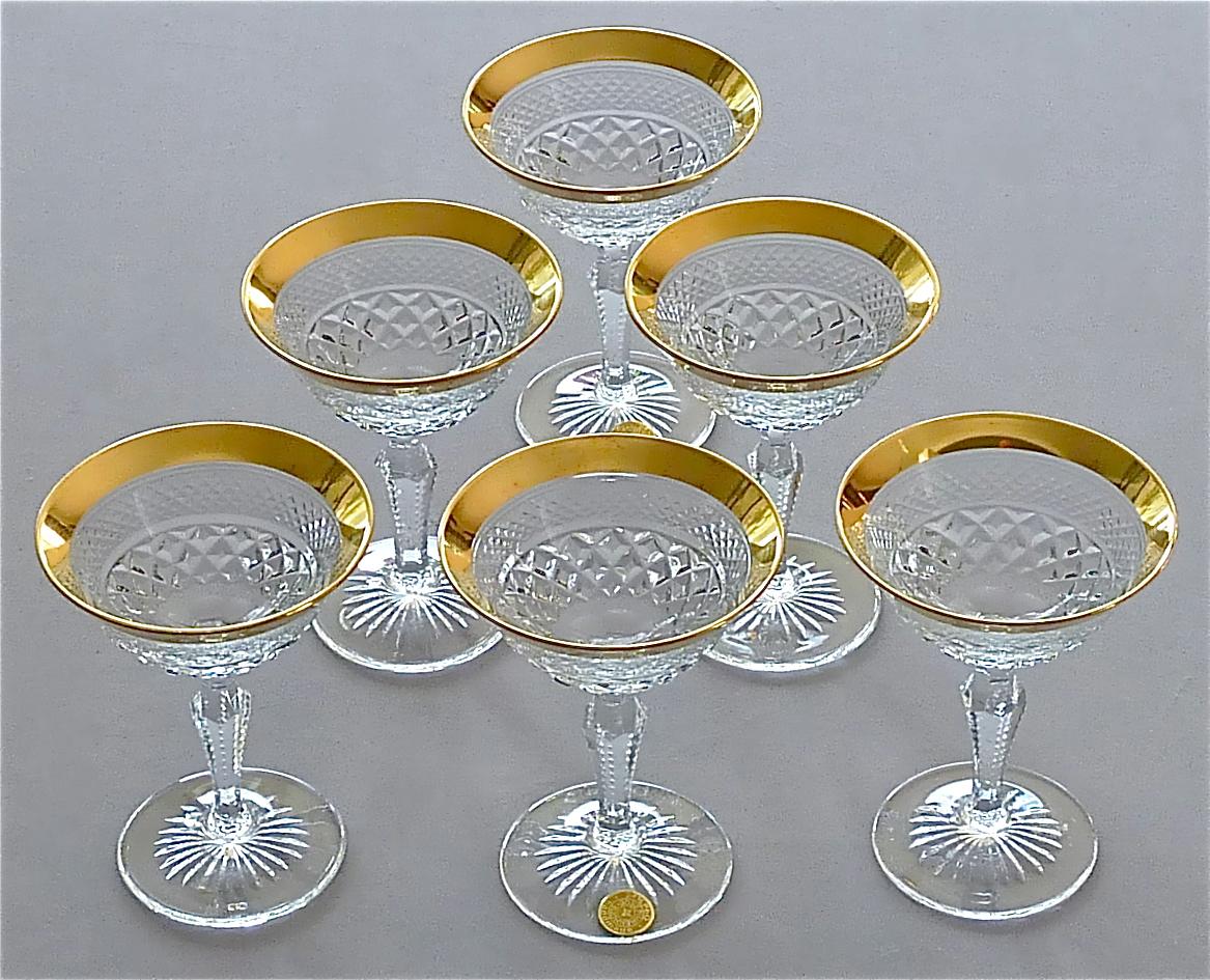 Precious 6 Liqueur Glasses Gold Crystal Glass Stemware Josephinenhuette Moser 3
