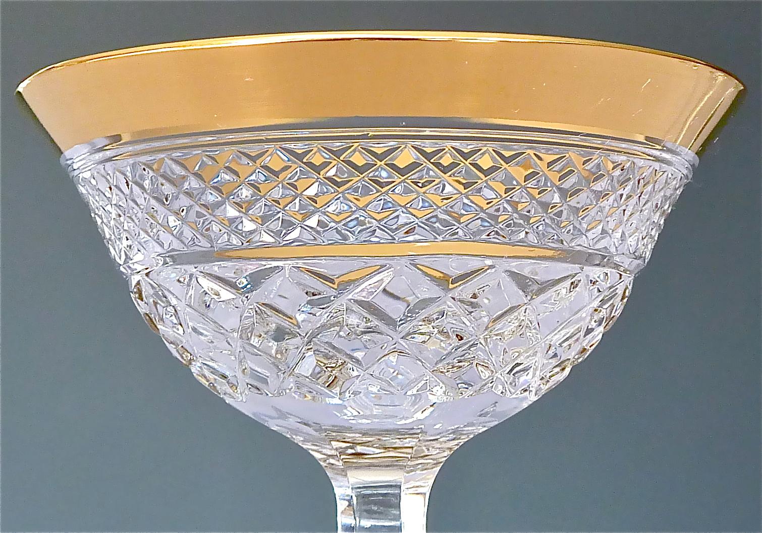 Hollywood Regency Precious 6 Liqueur Glasses Gold Crystal Glass Stemware Josephinenhuette Moser